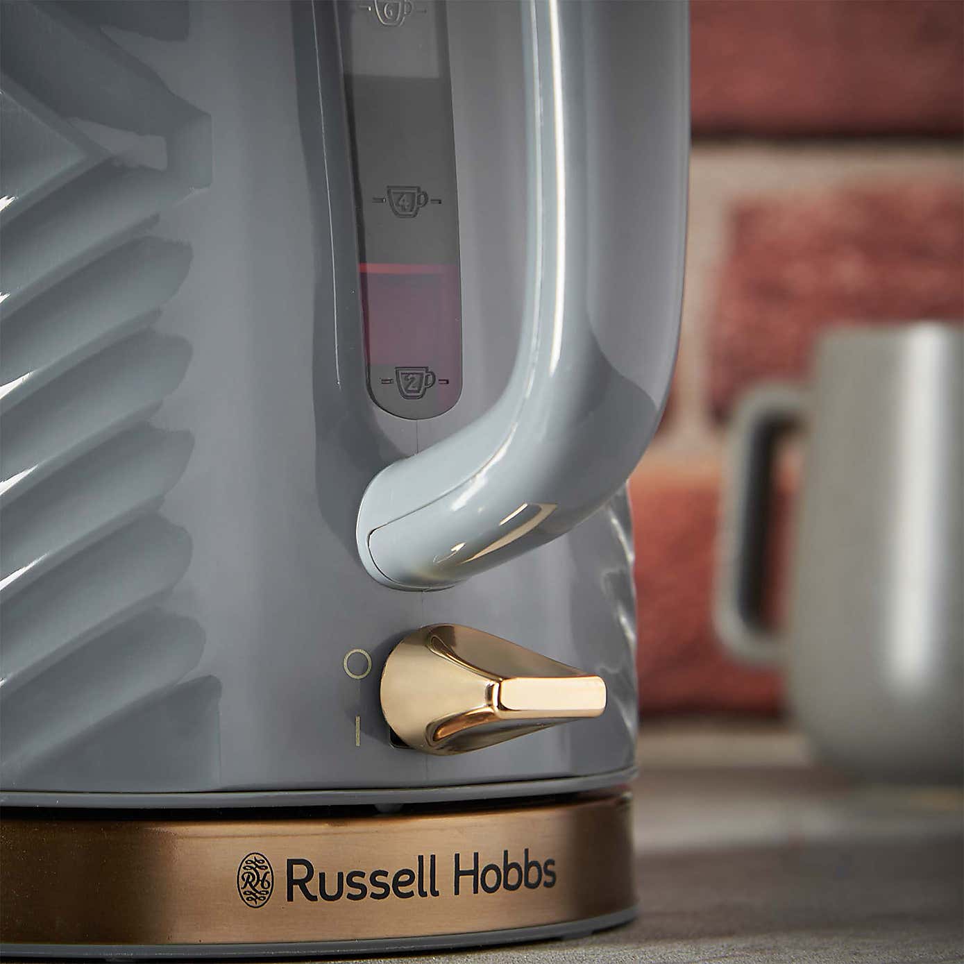 Russell Hobbs Groove Grey Kettle & 2 Slice Toaster