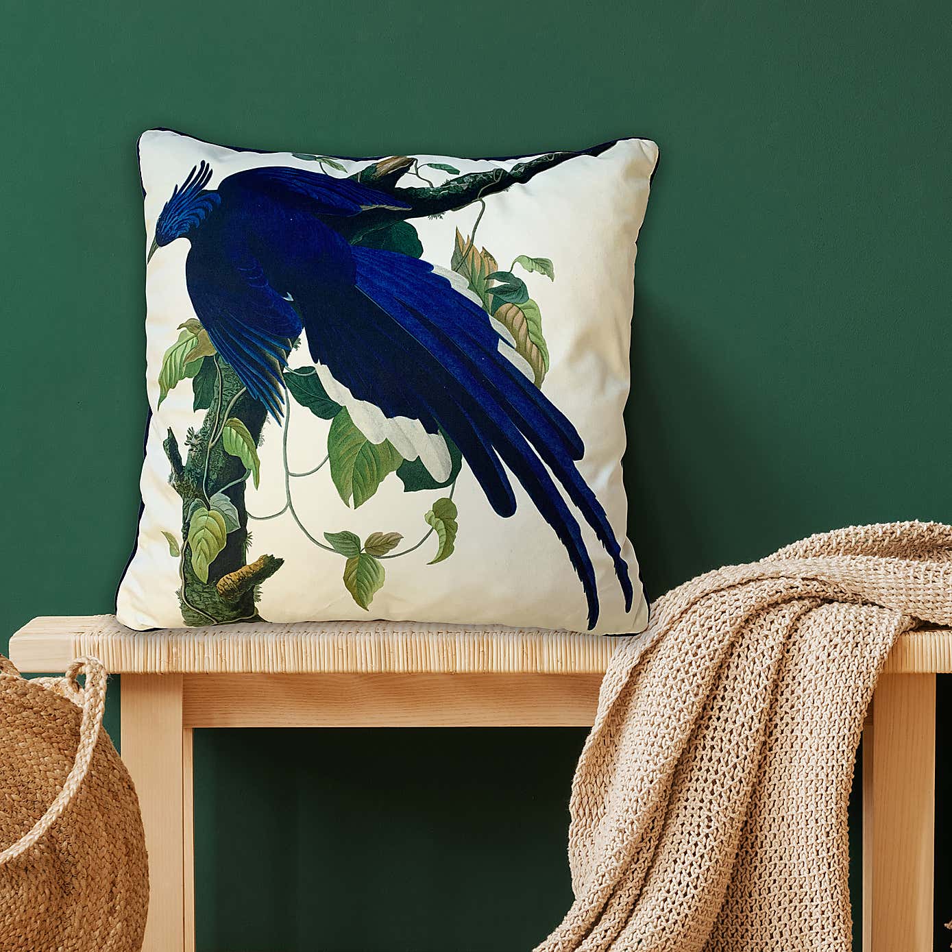 John James Audubon Columbia Jay Velvet Square Cushion