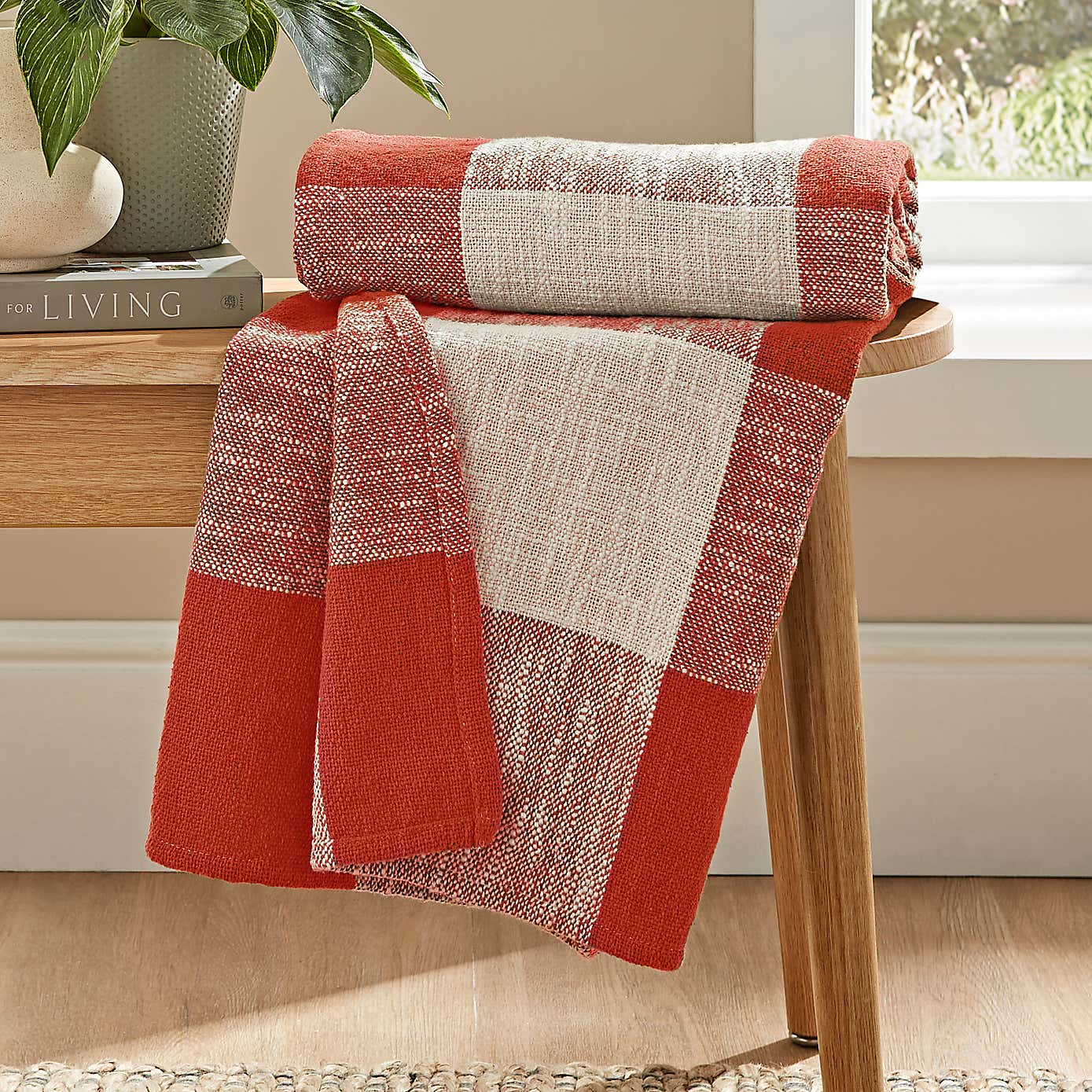 Woven Check Cotton Throw 130cm x 180cm