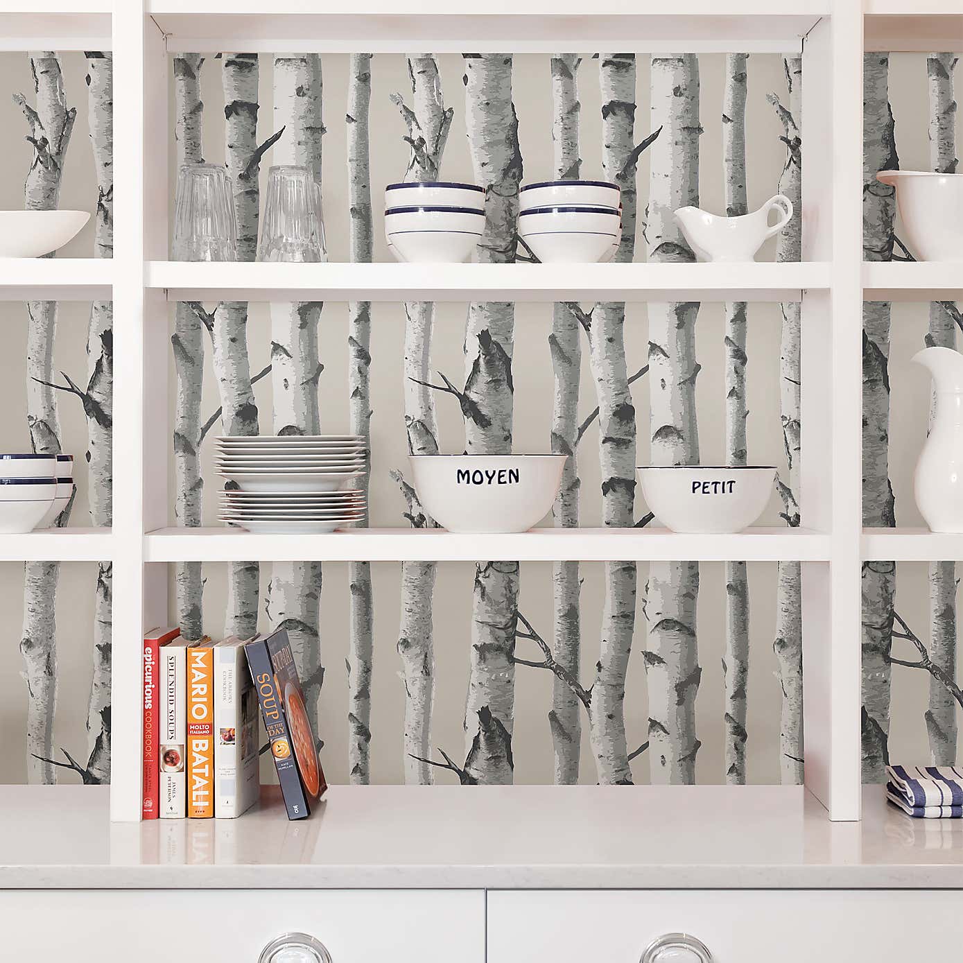 NuWallpaper Mountain Birch Grey Self Adhesive Wallpaper