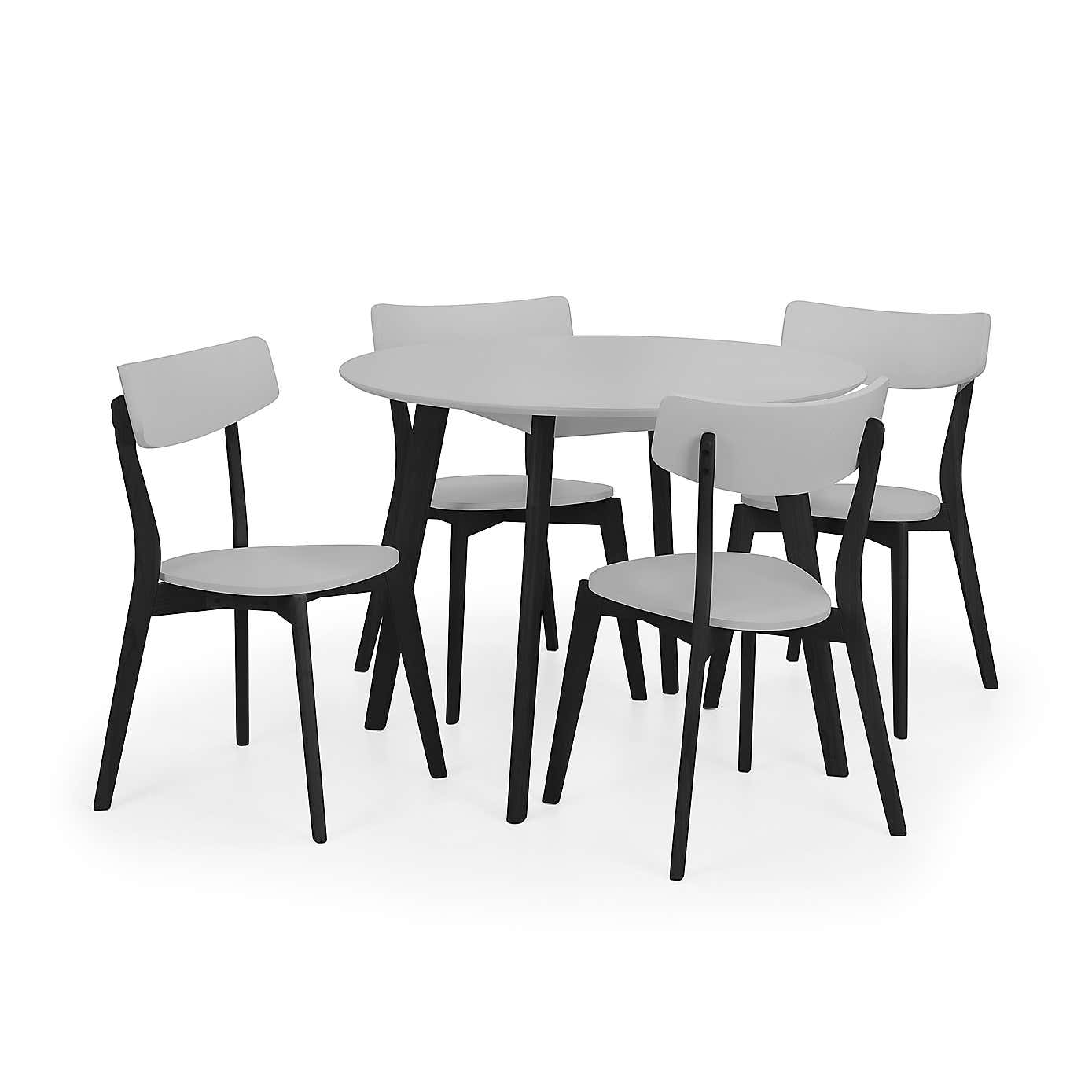 Casa 4 Seater Round Dining Table, Grey and Black