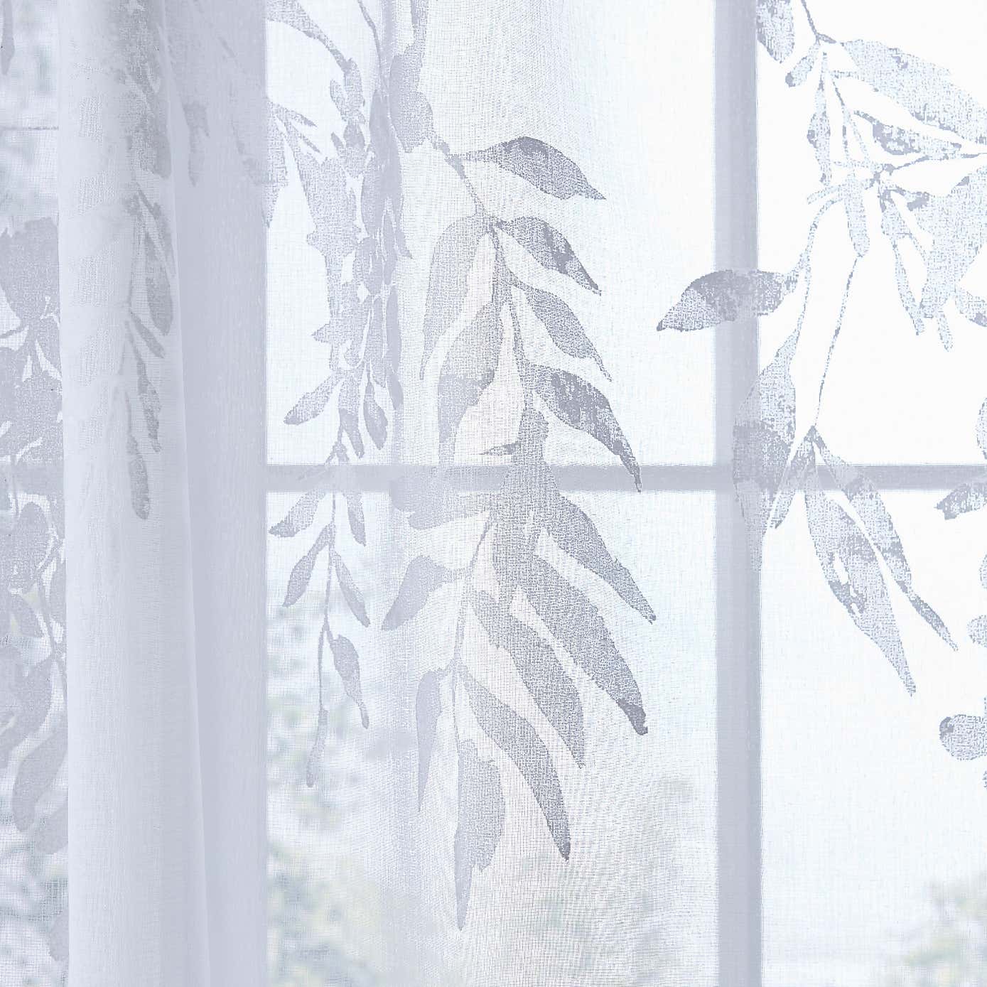 Catherine Lansfield Wisteria Floral Slot Top Voile Panel