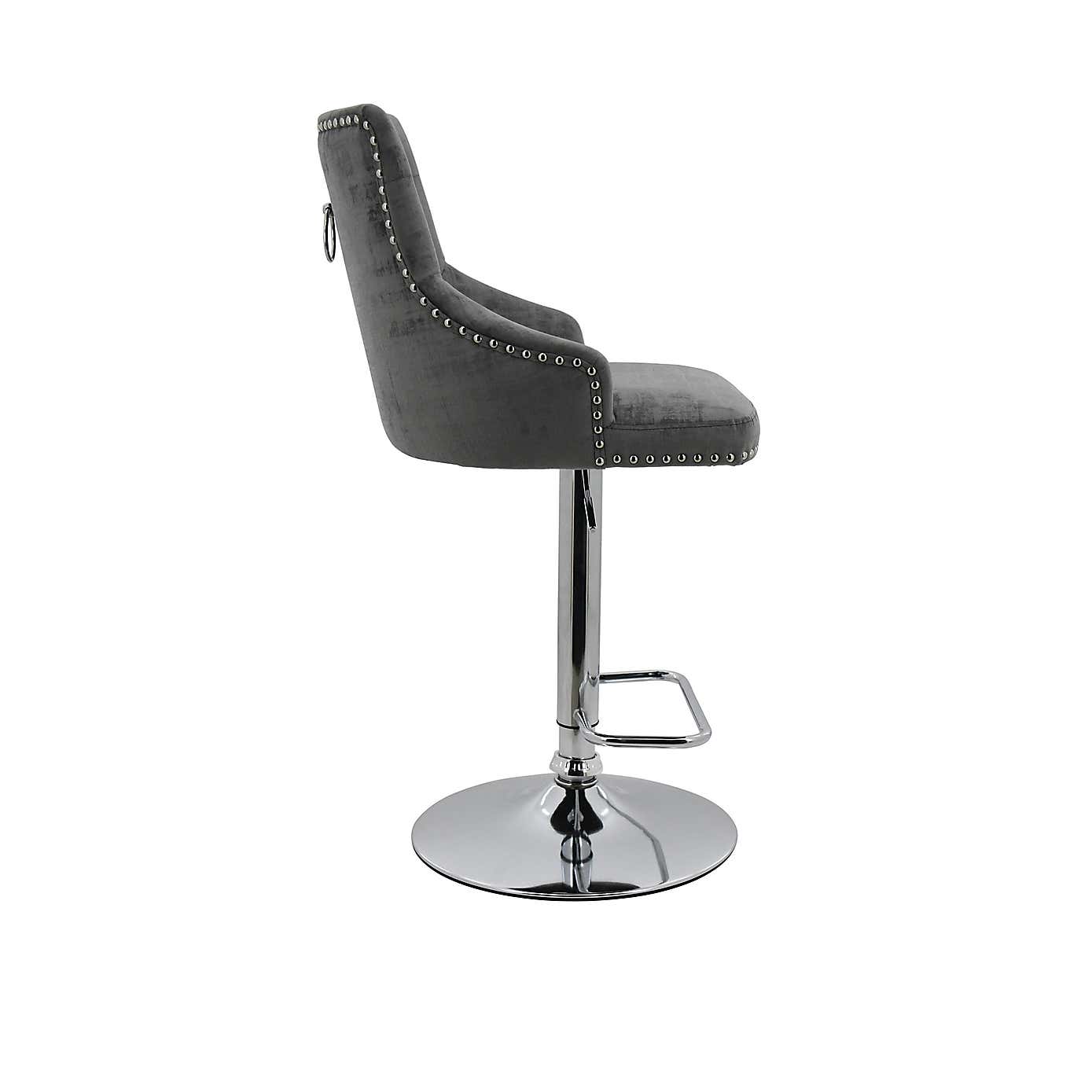 Selena Distressed Velvet Bar Stool