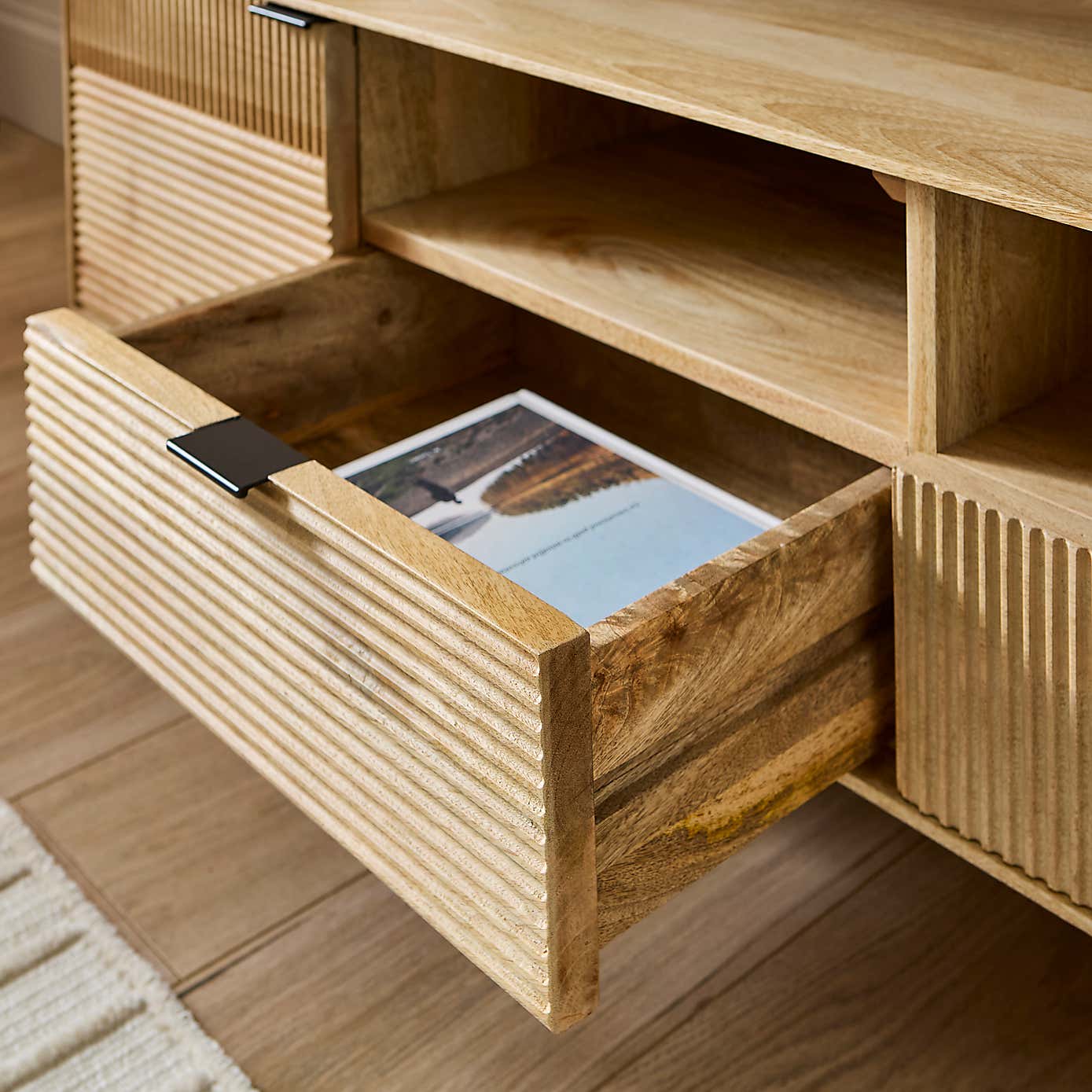 Spencer Extra Wide TV Unit for TVs up to 80", Mango Wood