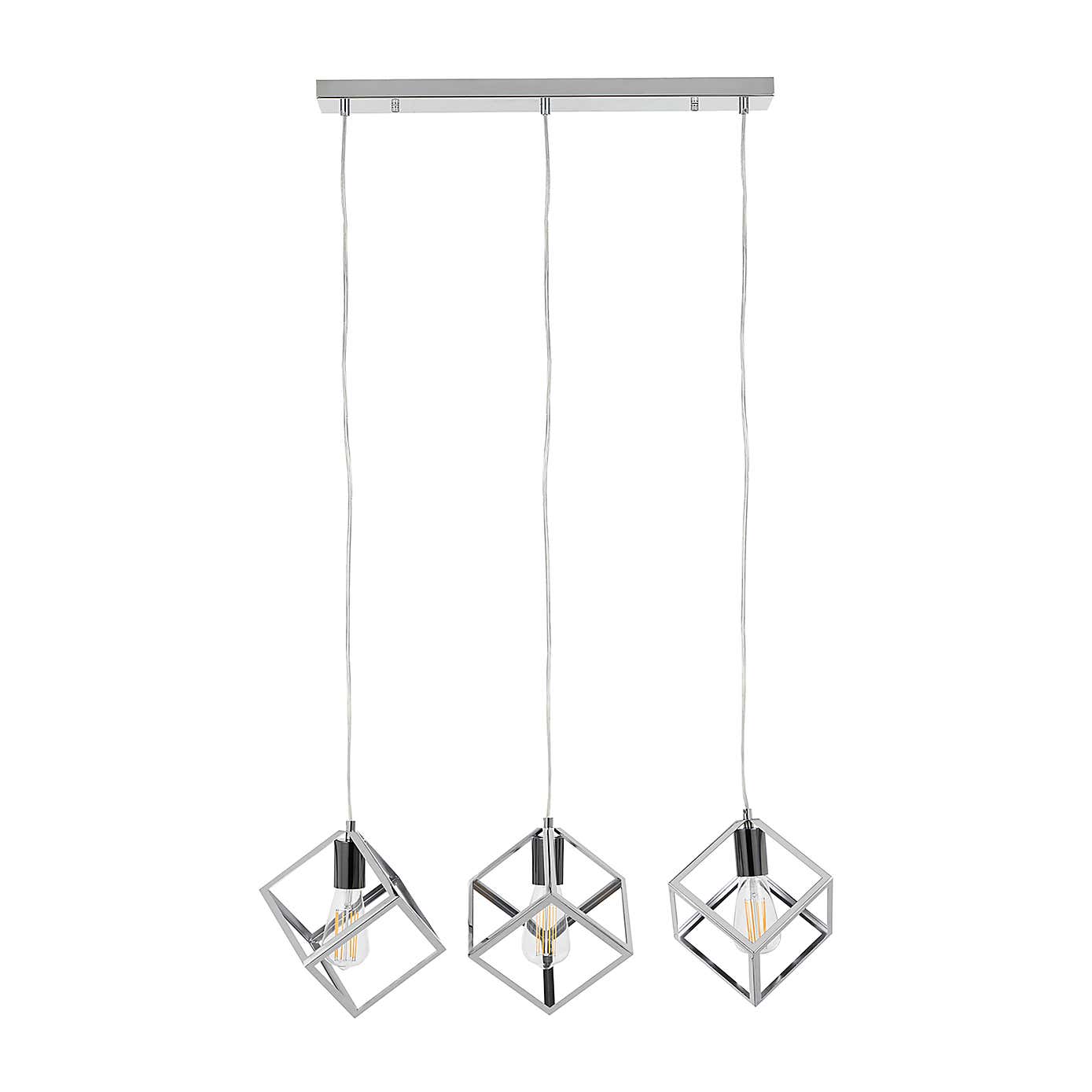 Alessio Metal Three Cube Pendant, Nickel