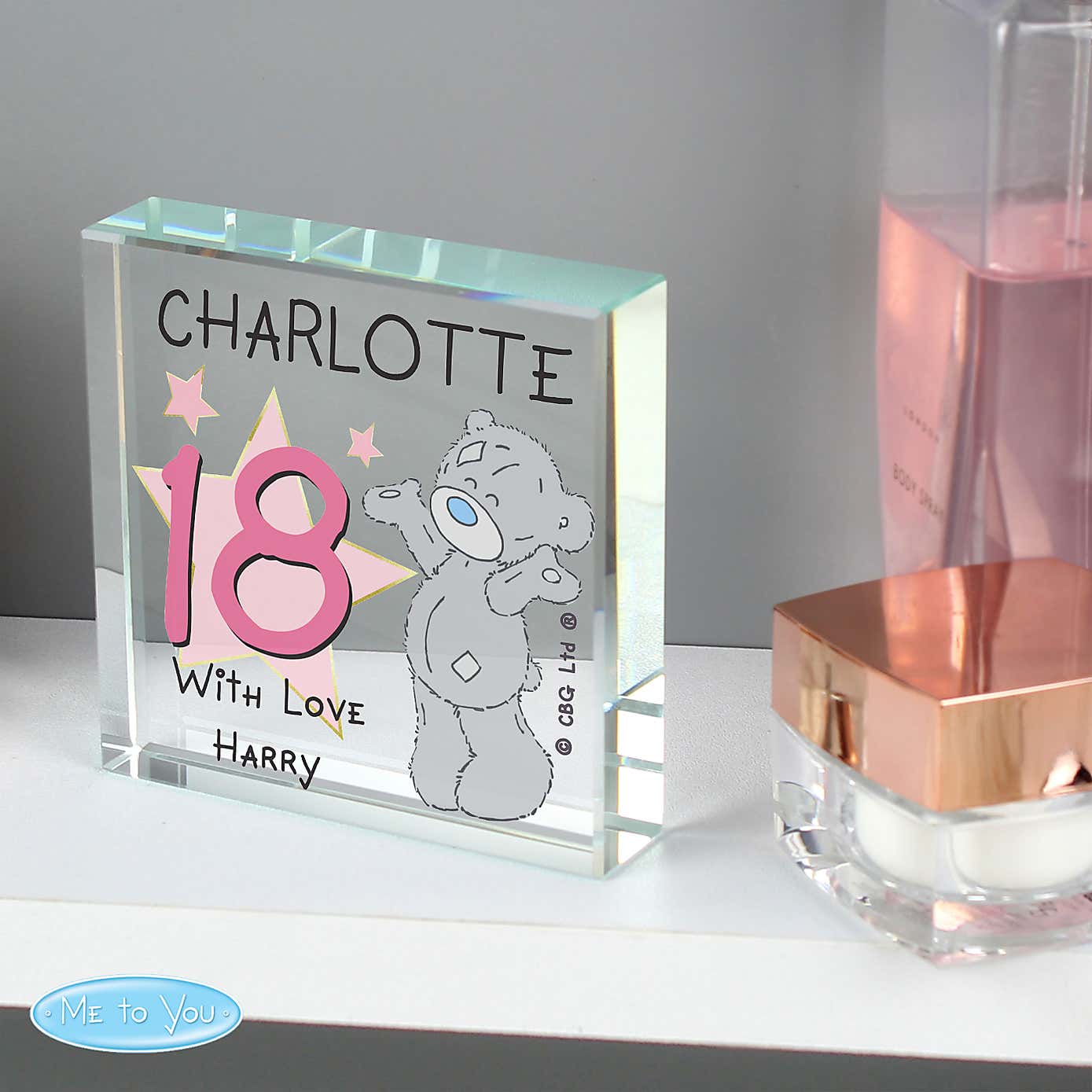 Personalised Me To You Sparkle and Shine Birthday Crystal Token