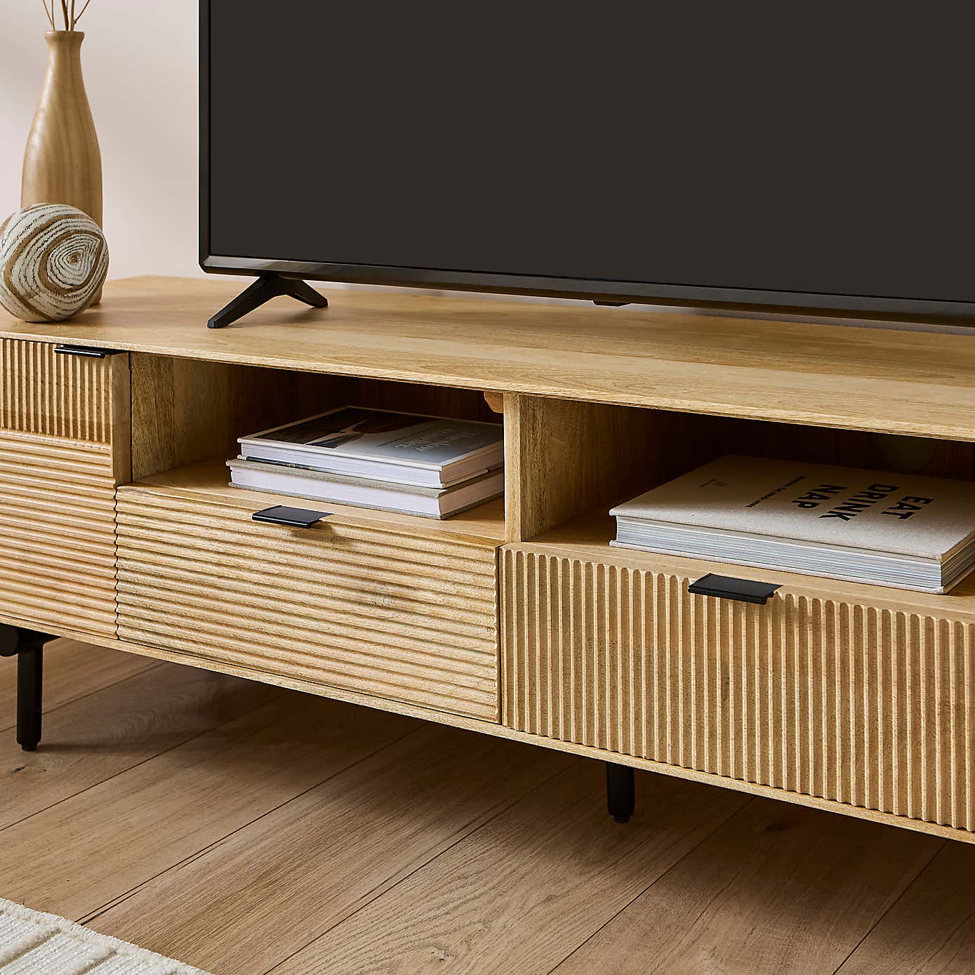 Spencer Extra Wide TV Unit for TVs up to 80", Mango Wood