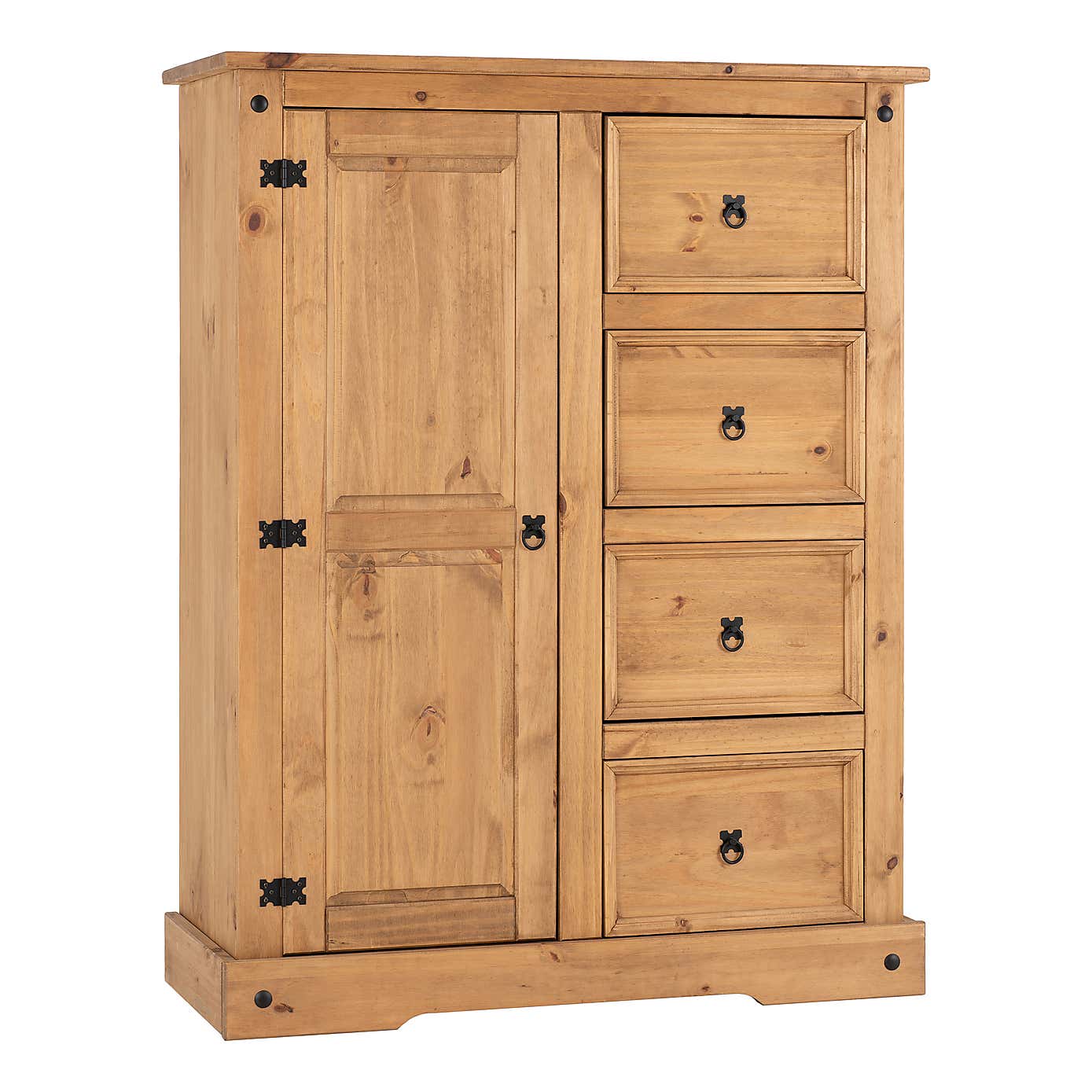 Corona Pine Single 4 Drawer Wardrobe