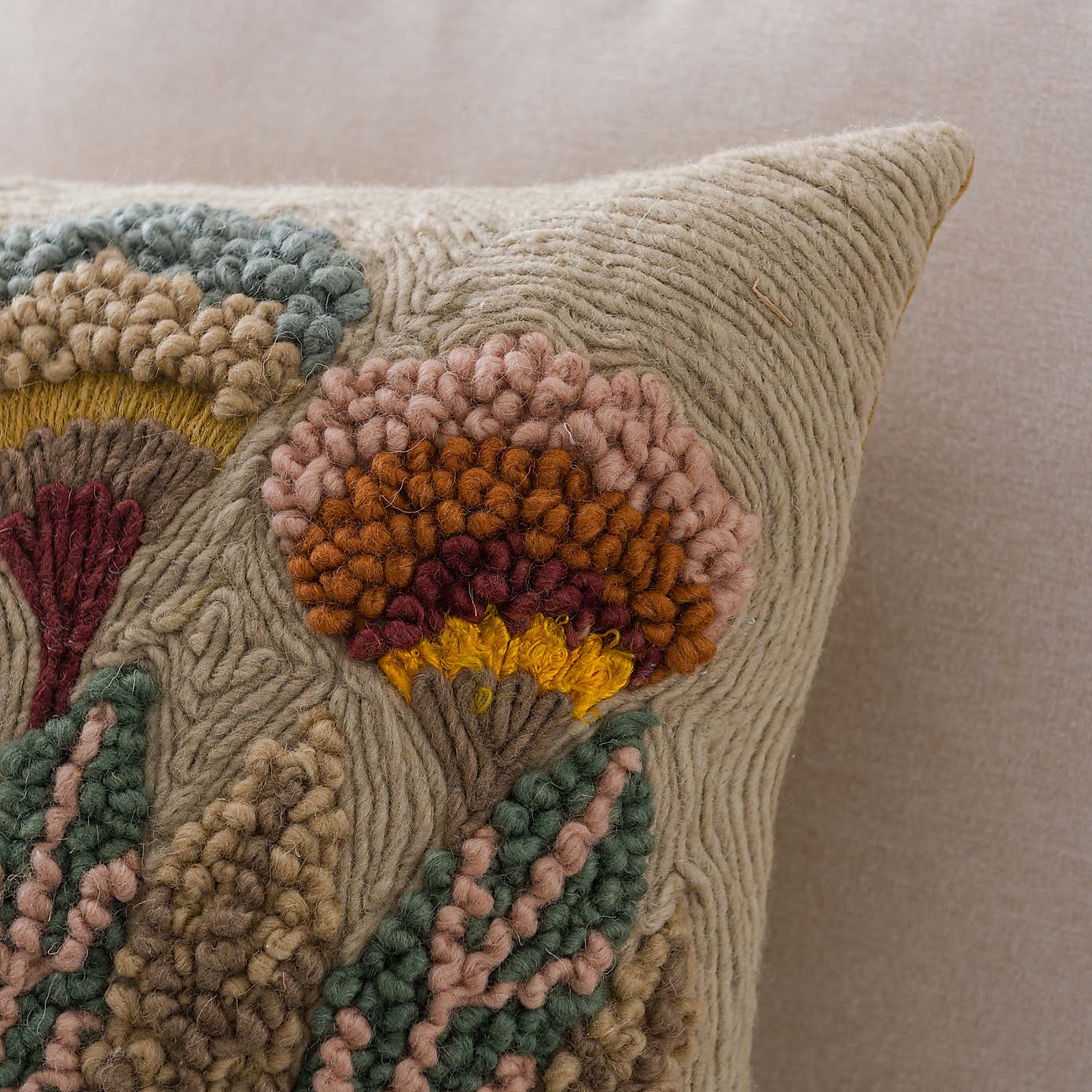 Hand Knotted Wool Floral Cushion