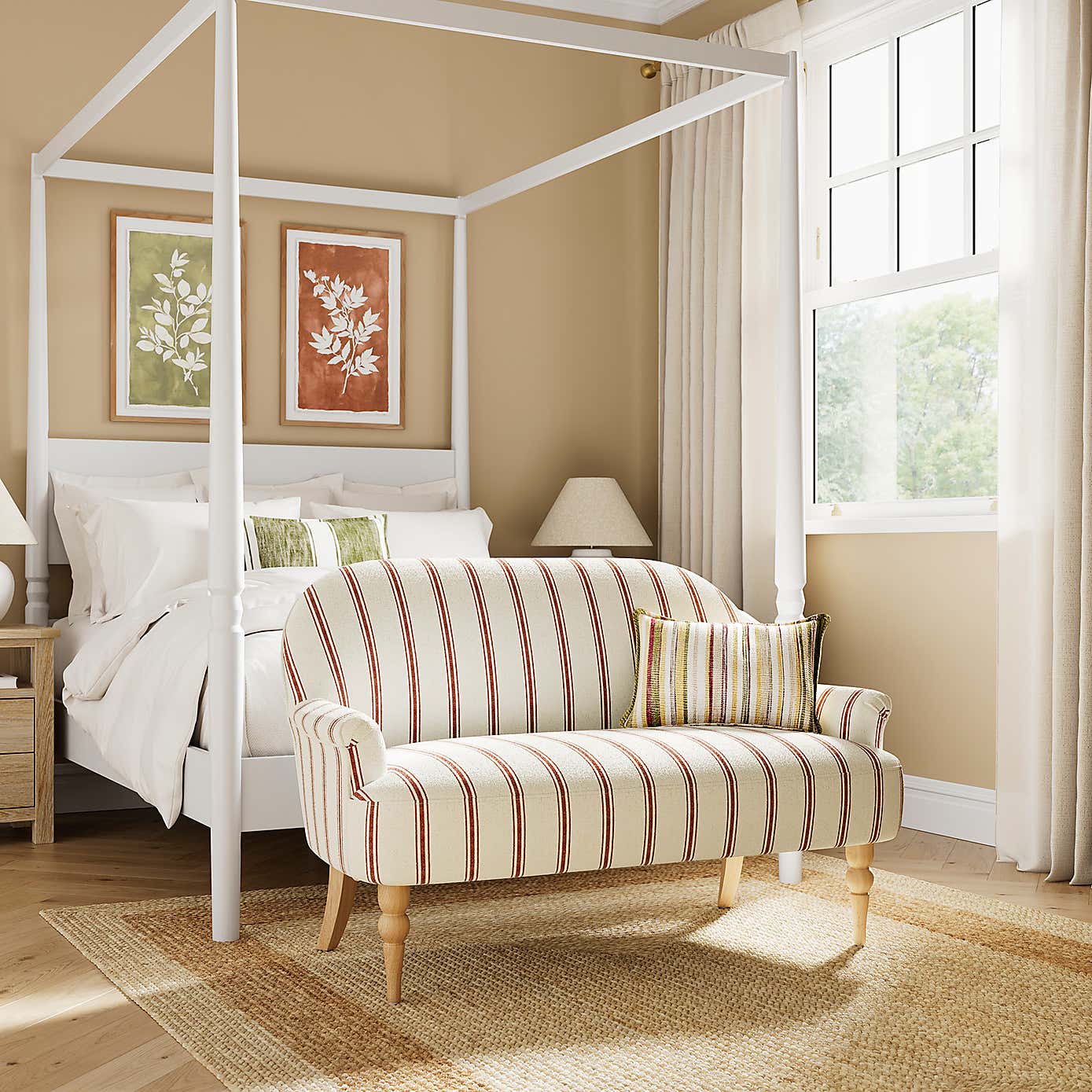 Petit Folkstone Stripe Terracotta 2 Seater Armchair