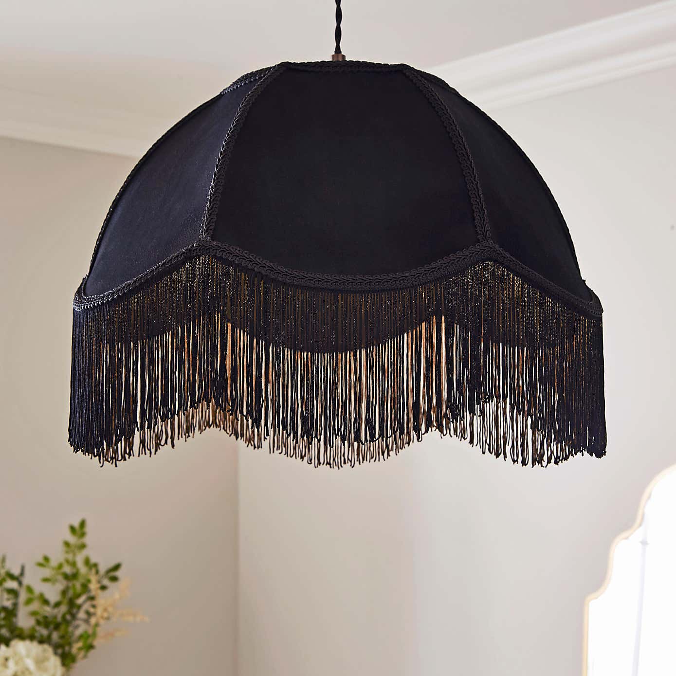 Carmona Fringed Velvet Lamp Shade