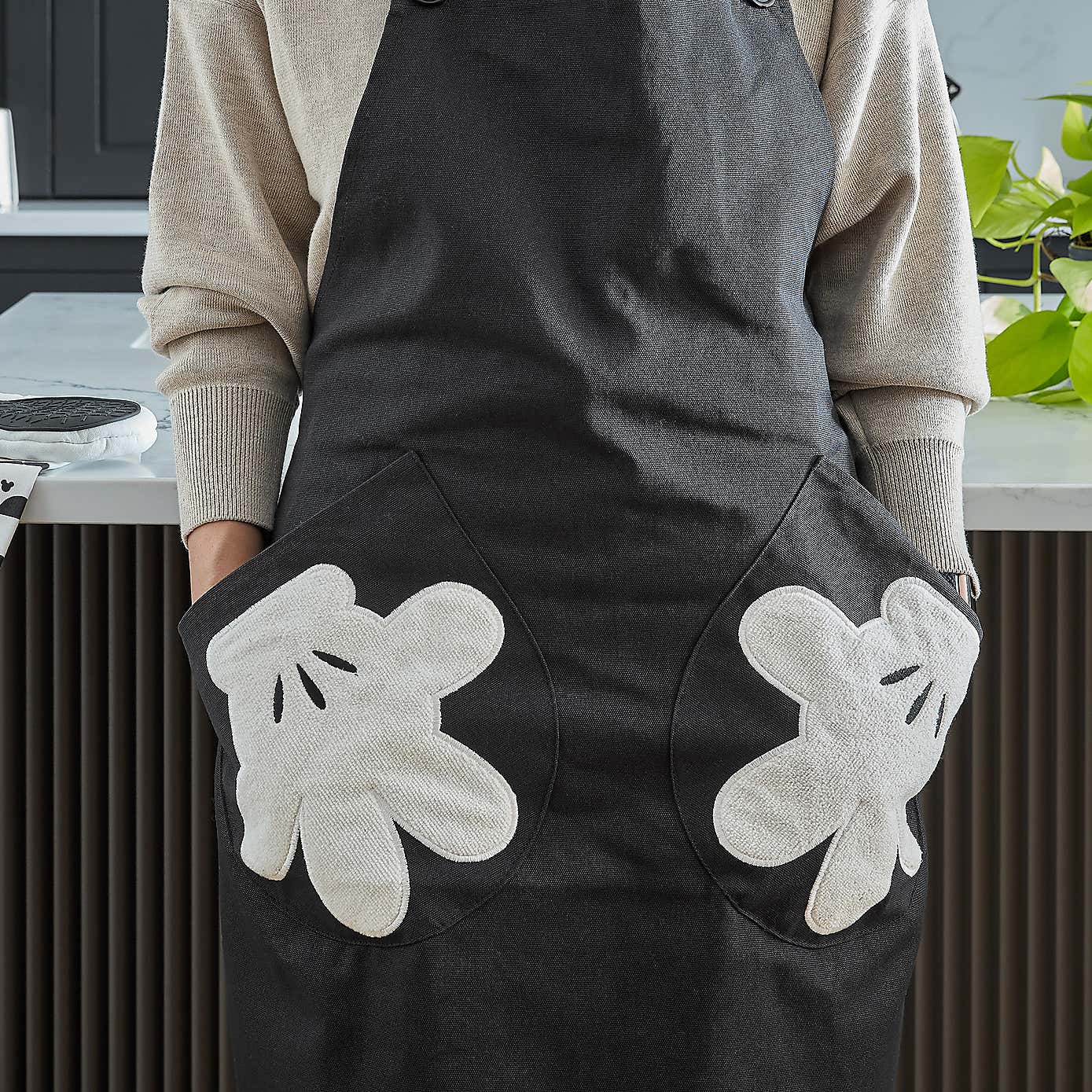 Disney Mickey Mono Black Cotton Apron