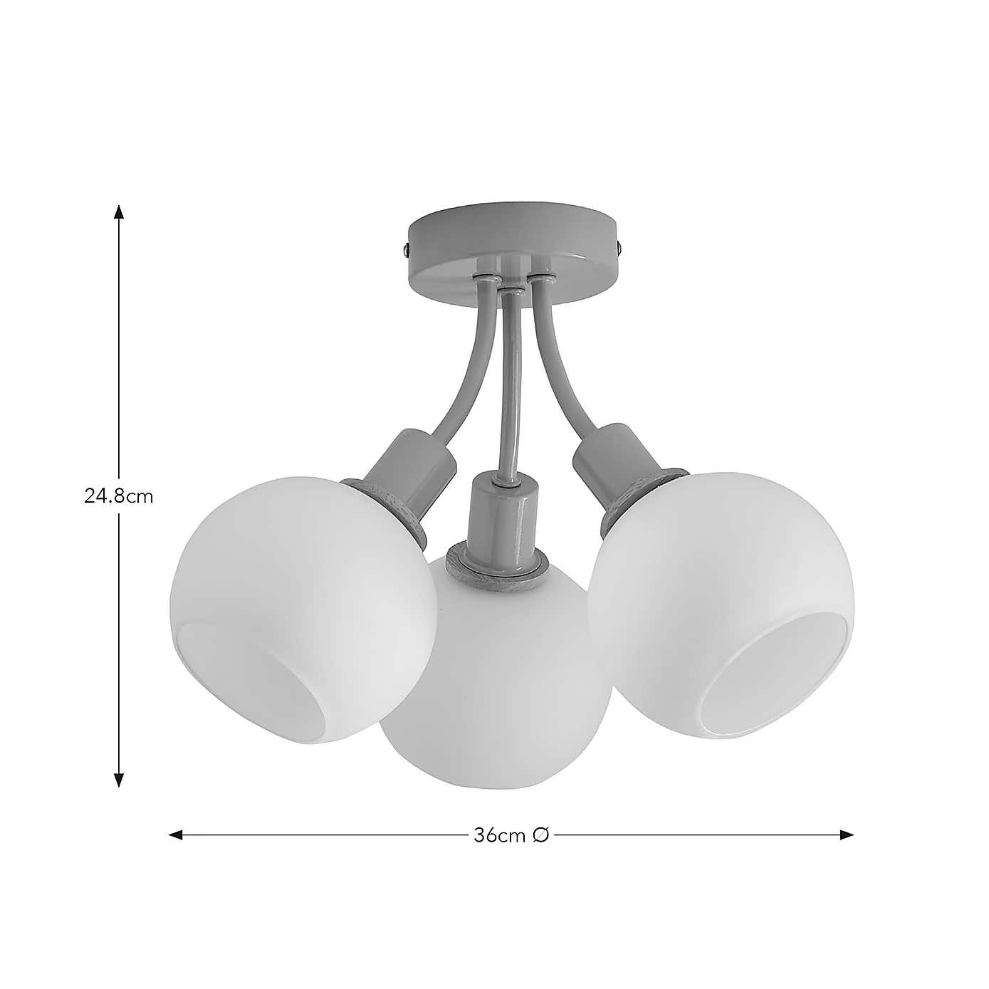Elements Bailey 3 Light Flush Ceiling Light