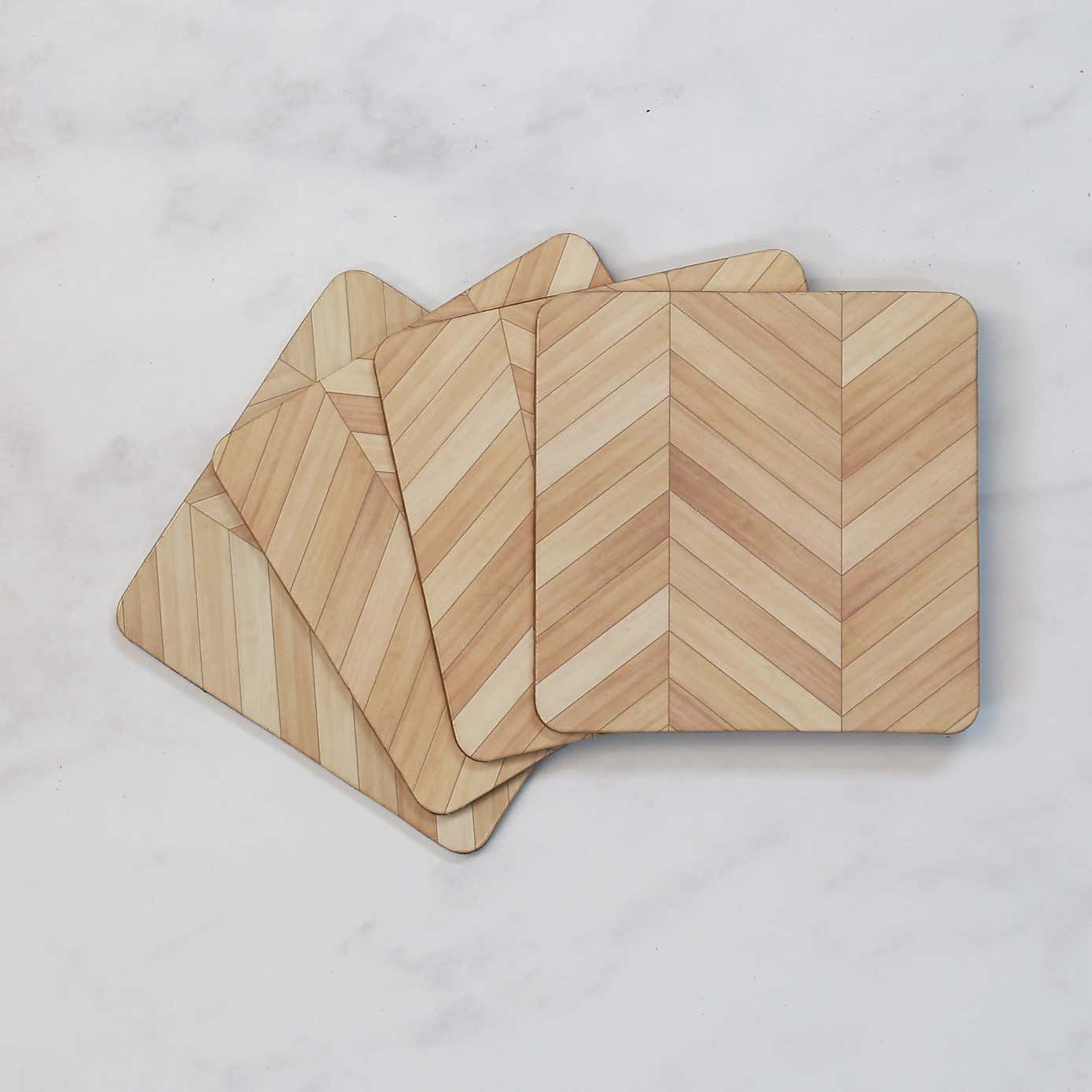 Set of 4 Wood Effect Cork Back Coasters