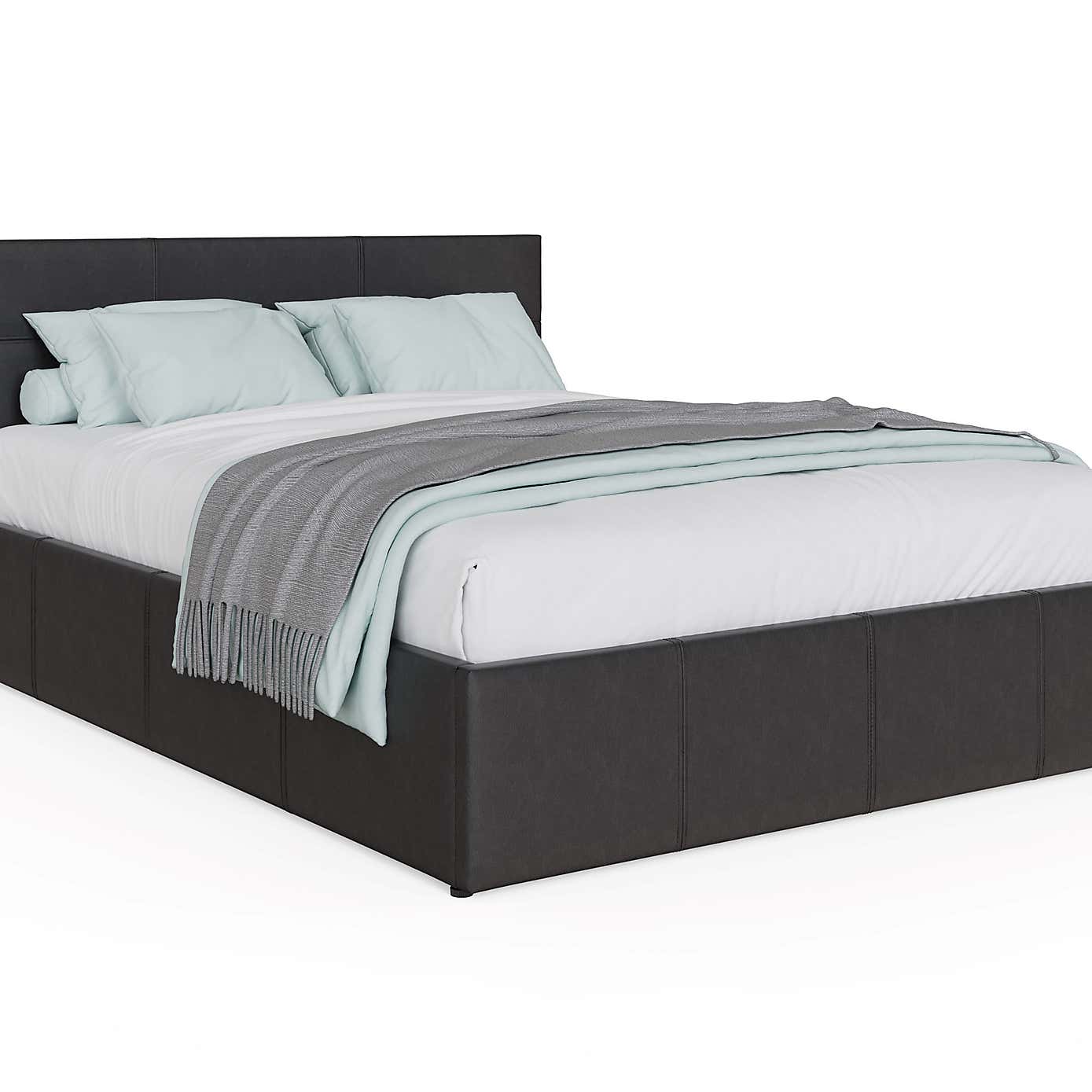 Toronto Black Faux Leather Ottoman Bedstead