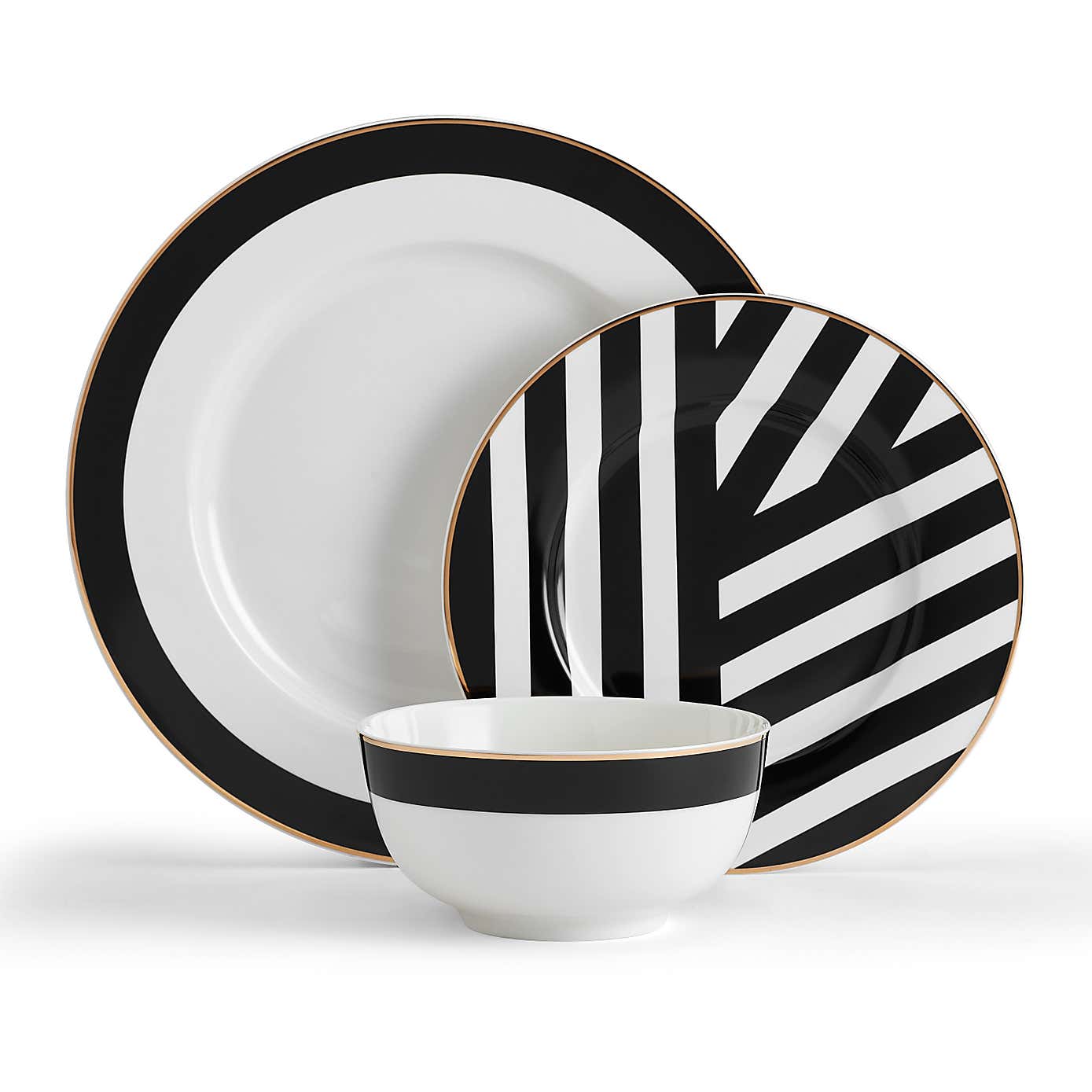 Mikasa Luxe Deco 12 Piece Black & White Clay Dinner Set