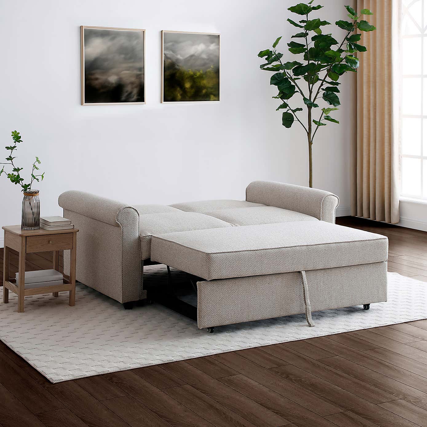 Kayden Fabric 2 Seater Scroll Arm Sofabed