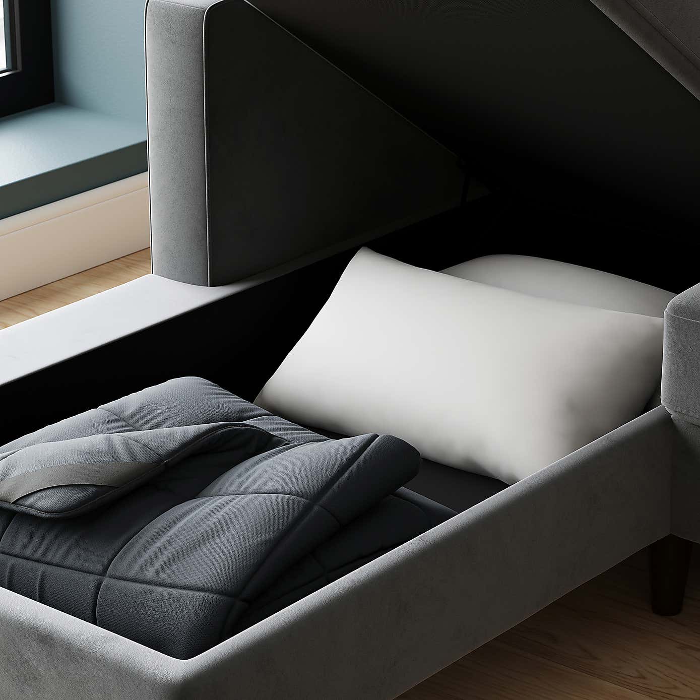 Zoe 4 Seater Corner Double Sofa Bed, Velvet