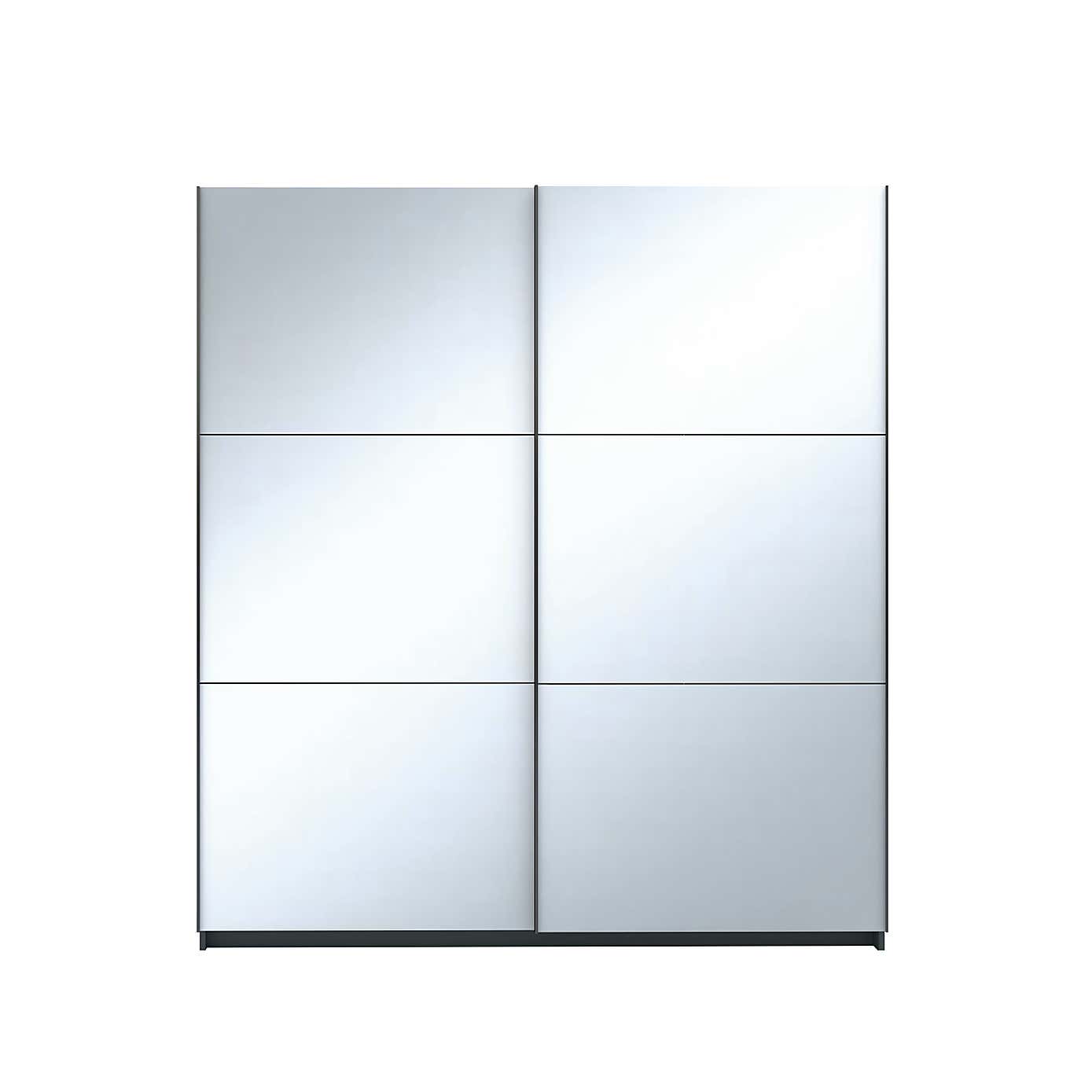Norland Anthracite 2 Door Sliding Full Mirrored Wardrobe
