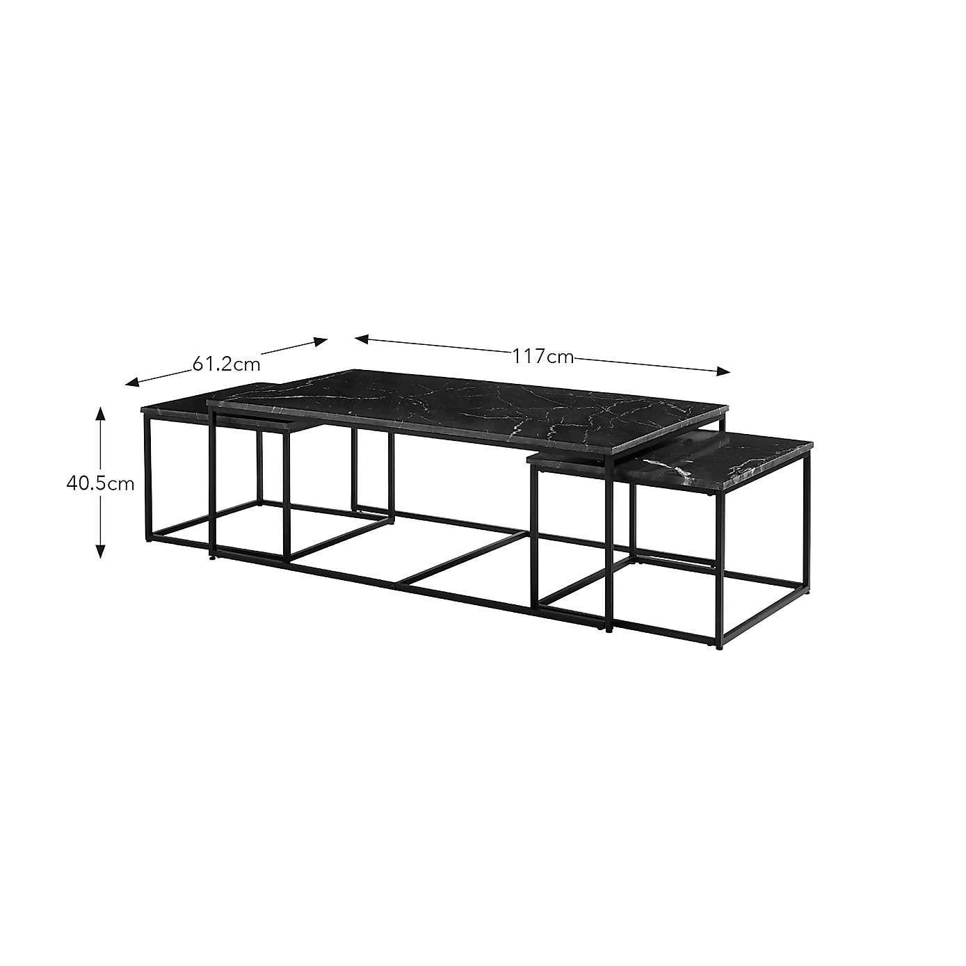 Edie Nest of 3 Coffee Tables, Marble