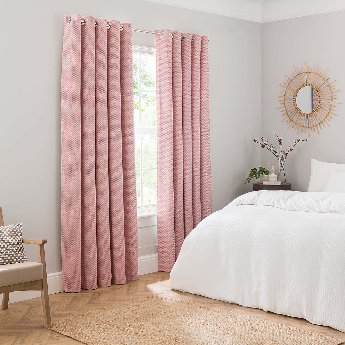 Frankie Herringbone Blackout Eyelet Curtains