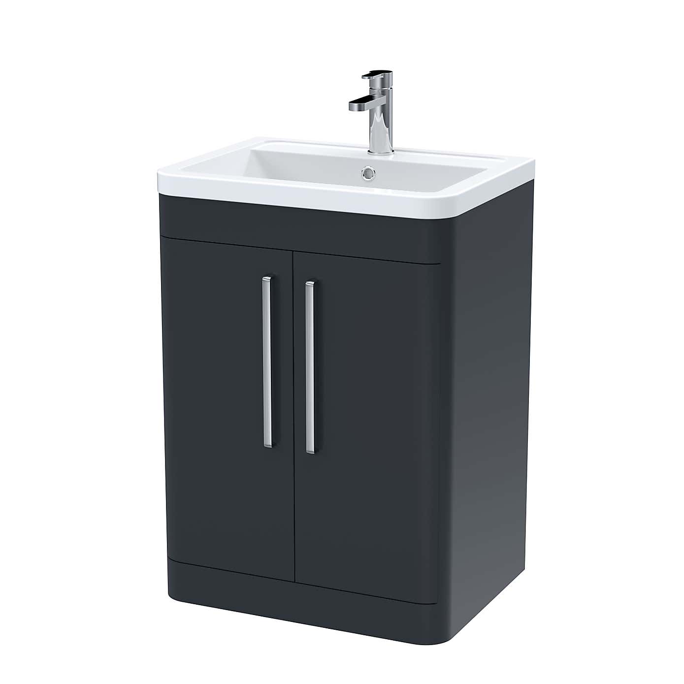 Parade Floor Standing 2 Door Vanity Unit with Ceramic Basin