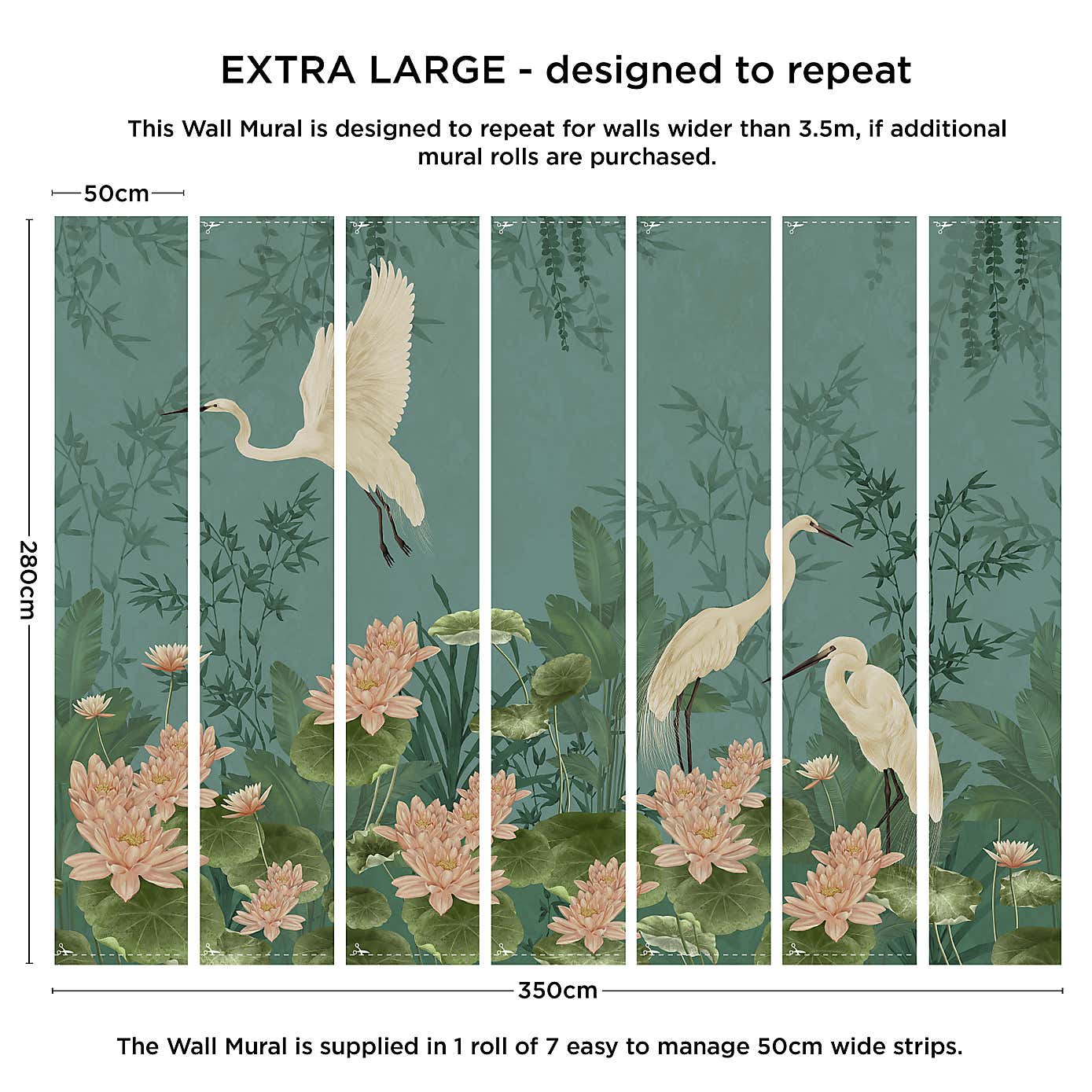 Cranberry and Laine Opulent Crane Wall Mural