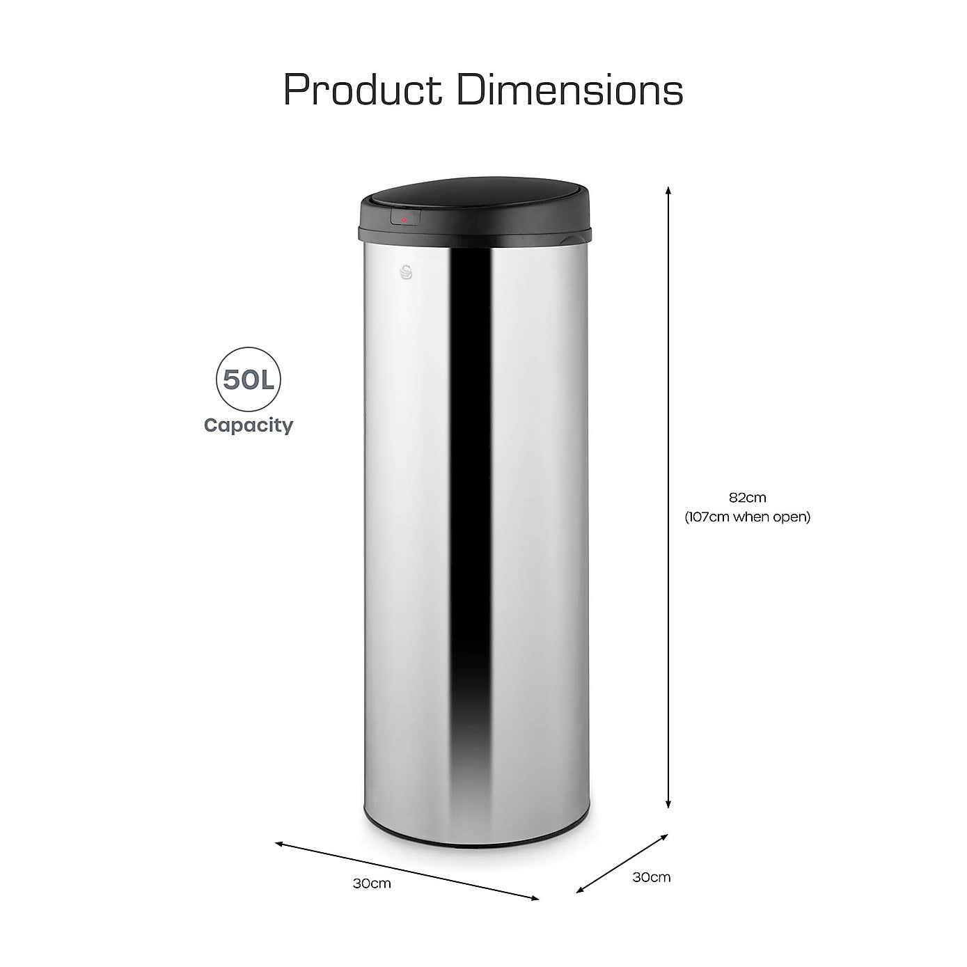 Swan 50L Round Sensor Bin