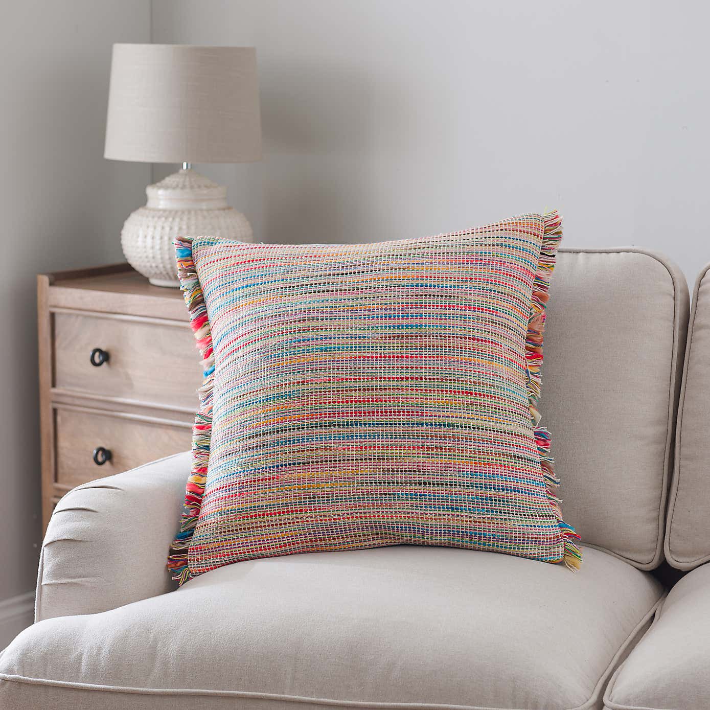 Ava Flat Weave Cotton Square Cushion