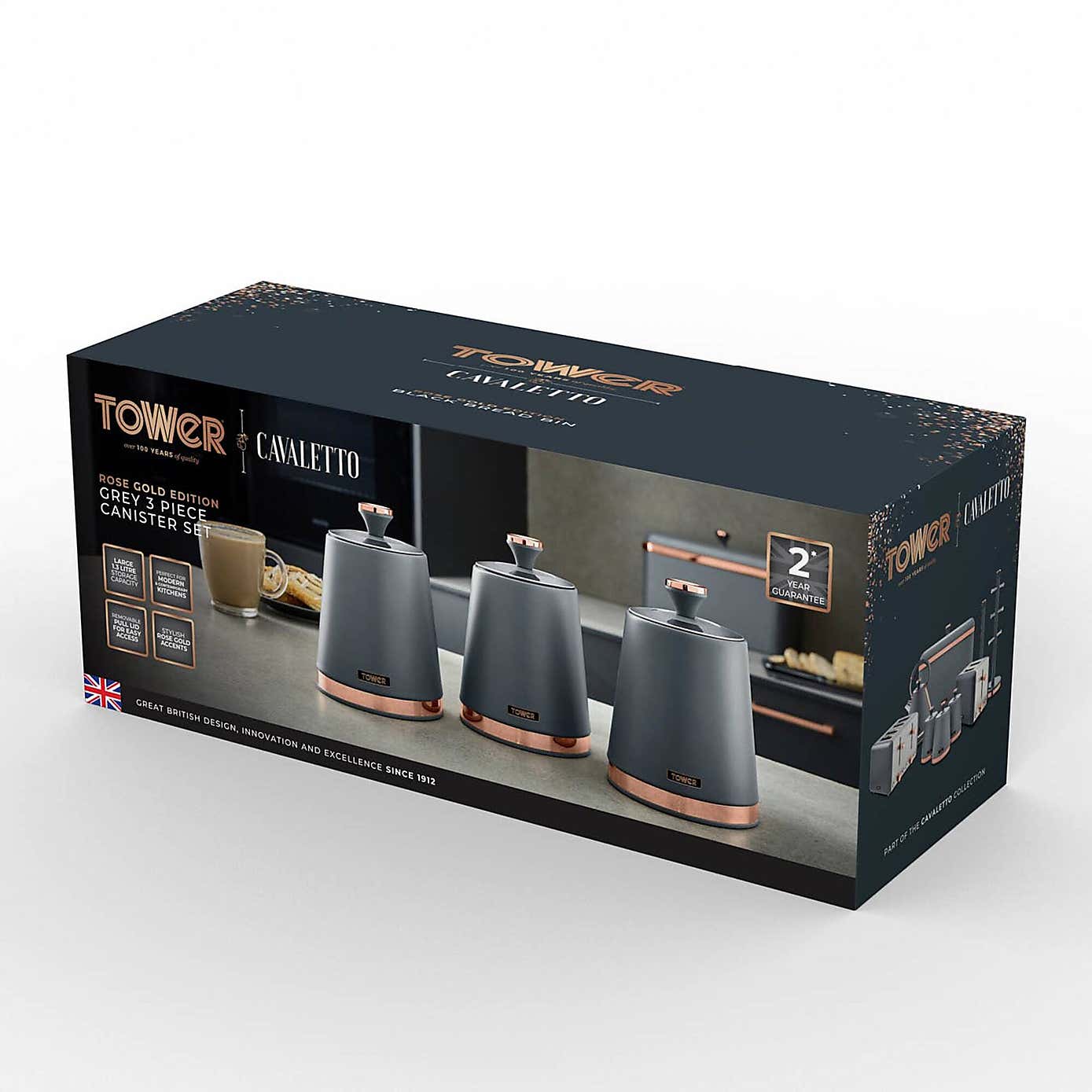 Tower Set of 3 Cavaletto Canisters