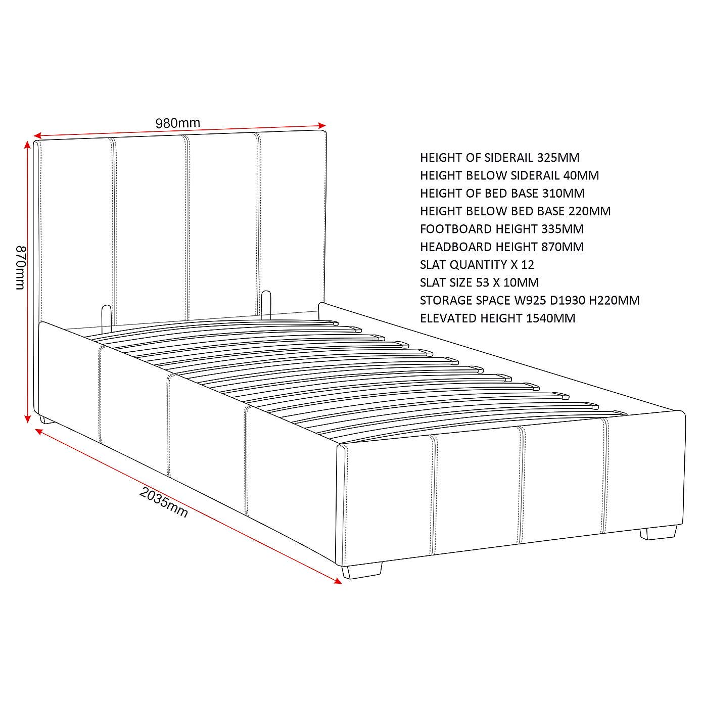 Waverley Faux Leather Ottoman Bedstead - Grey