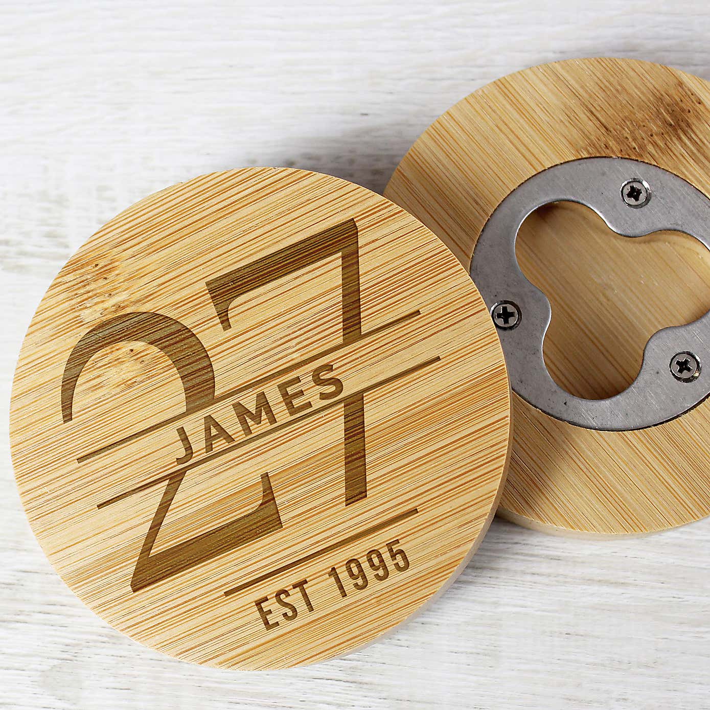 Personalised Birthday Bamboo Coaster with Hidden Bottle Opener