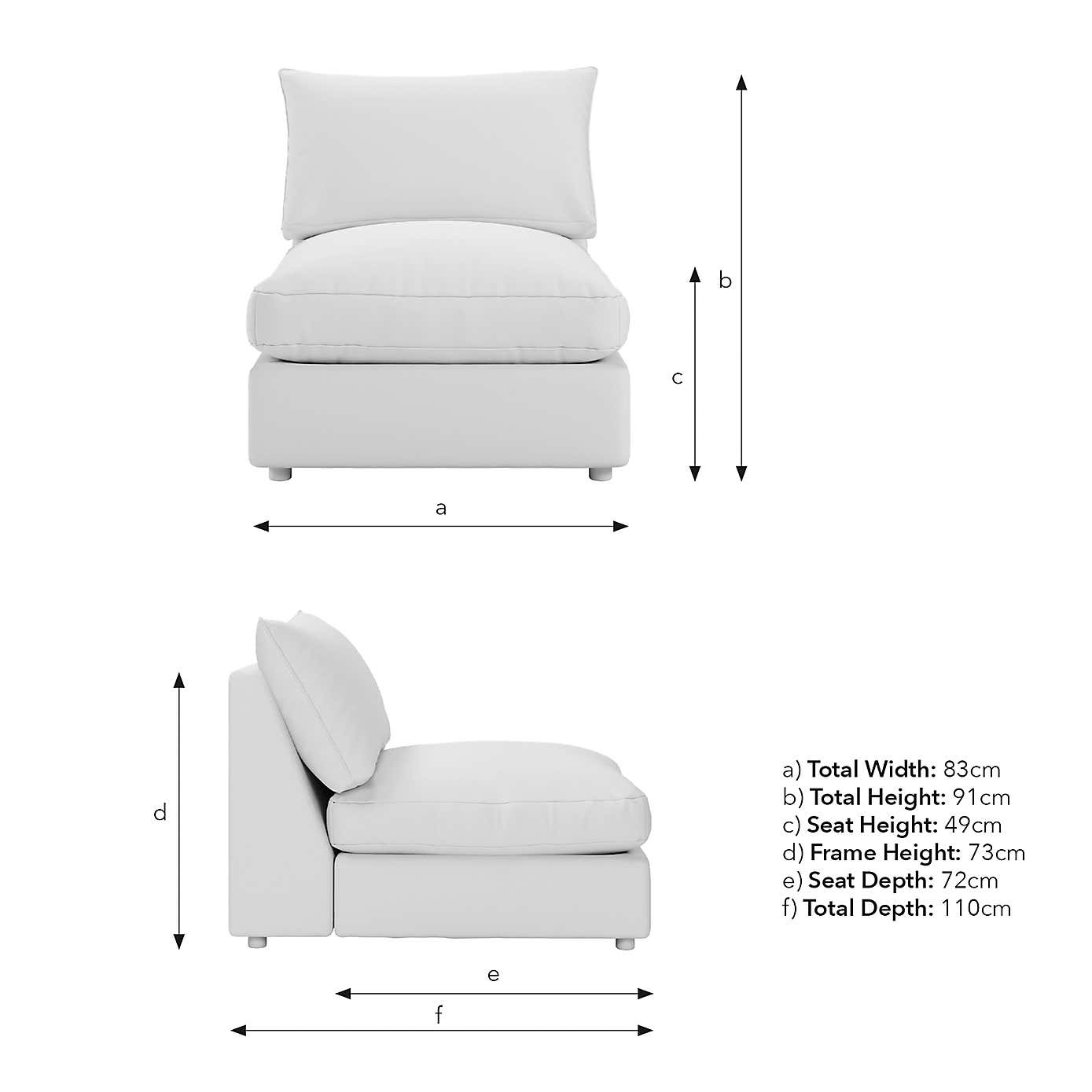 Full Circle Austin Luxury Velvet Modular Armless Sofa Piece
