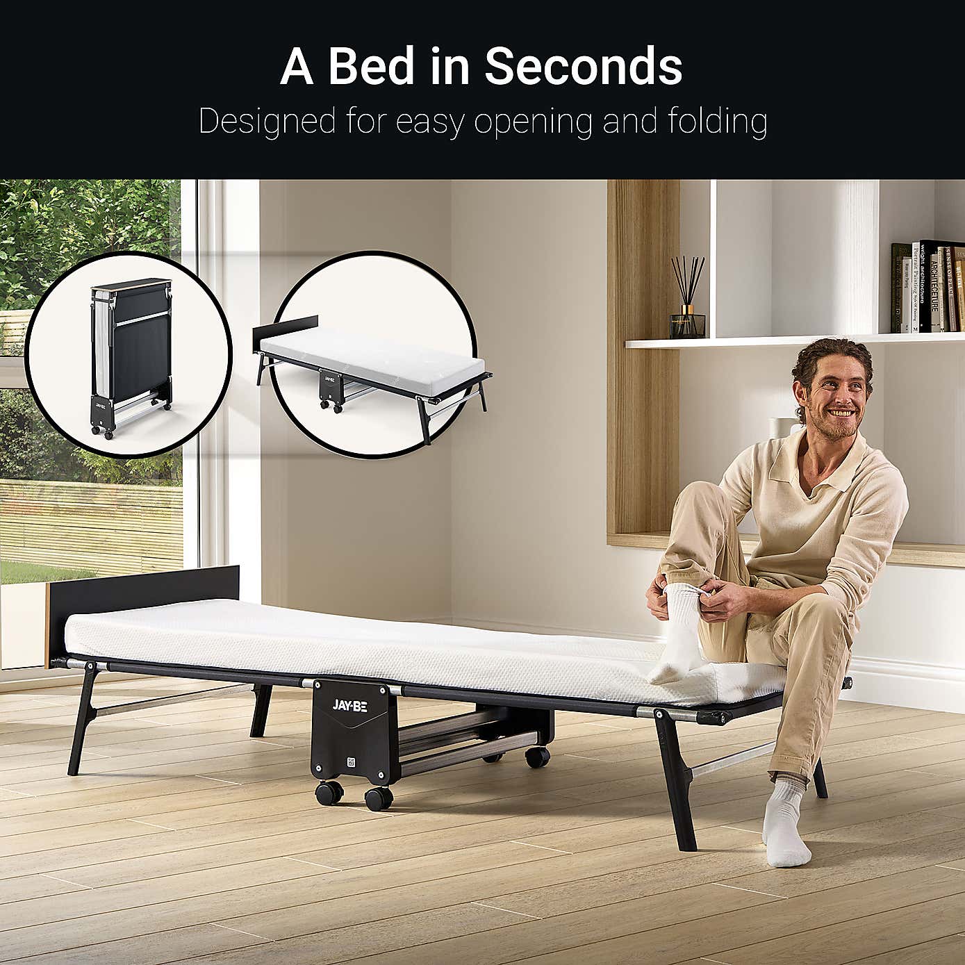 Jay-Be Rollaway Folding Bed with Memory Foam Mattress
