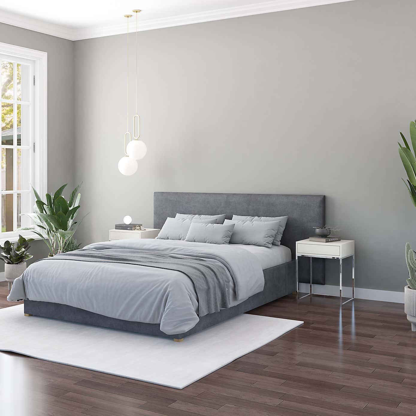 Hanging Wall Panel Dual Mount Plush Velvet Headboard