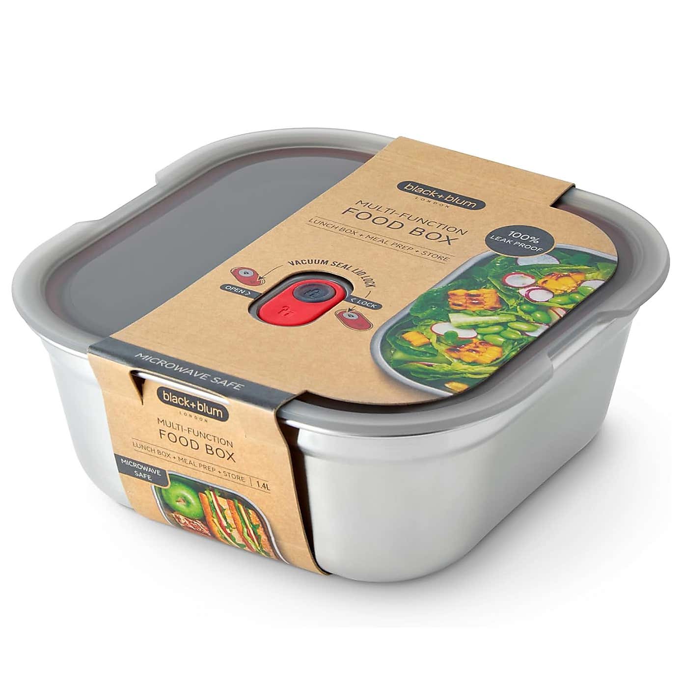 Black and Blum Microwaveable Steel Square Meal Prep Box