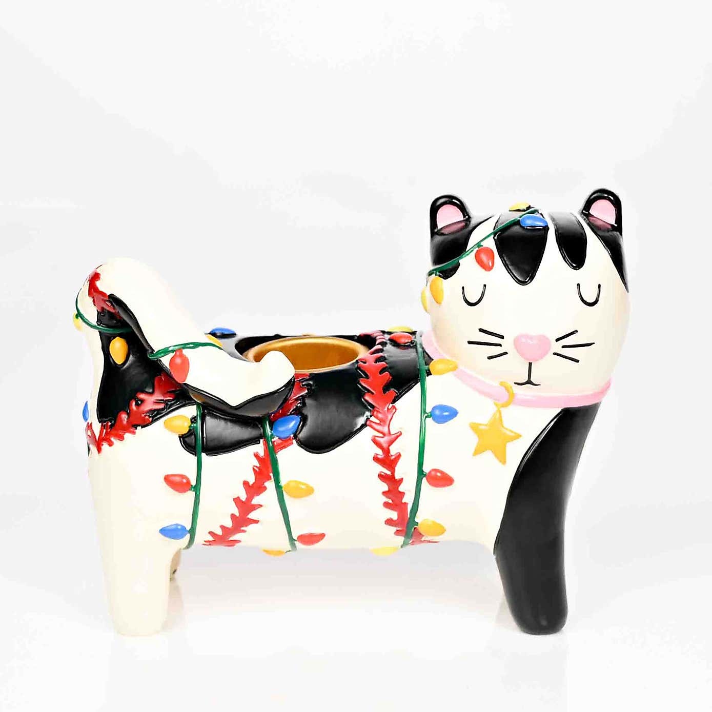 Raspberry Blossom Cat Shaped Candle Holder