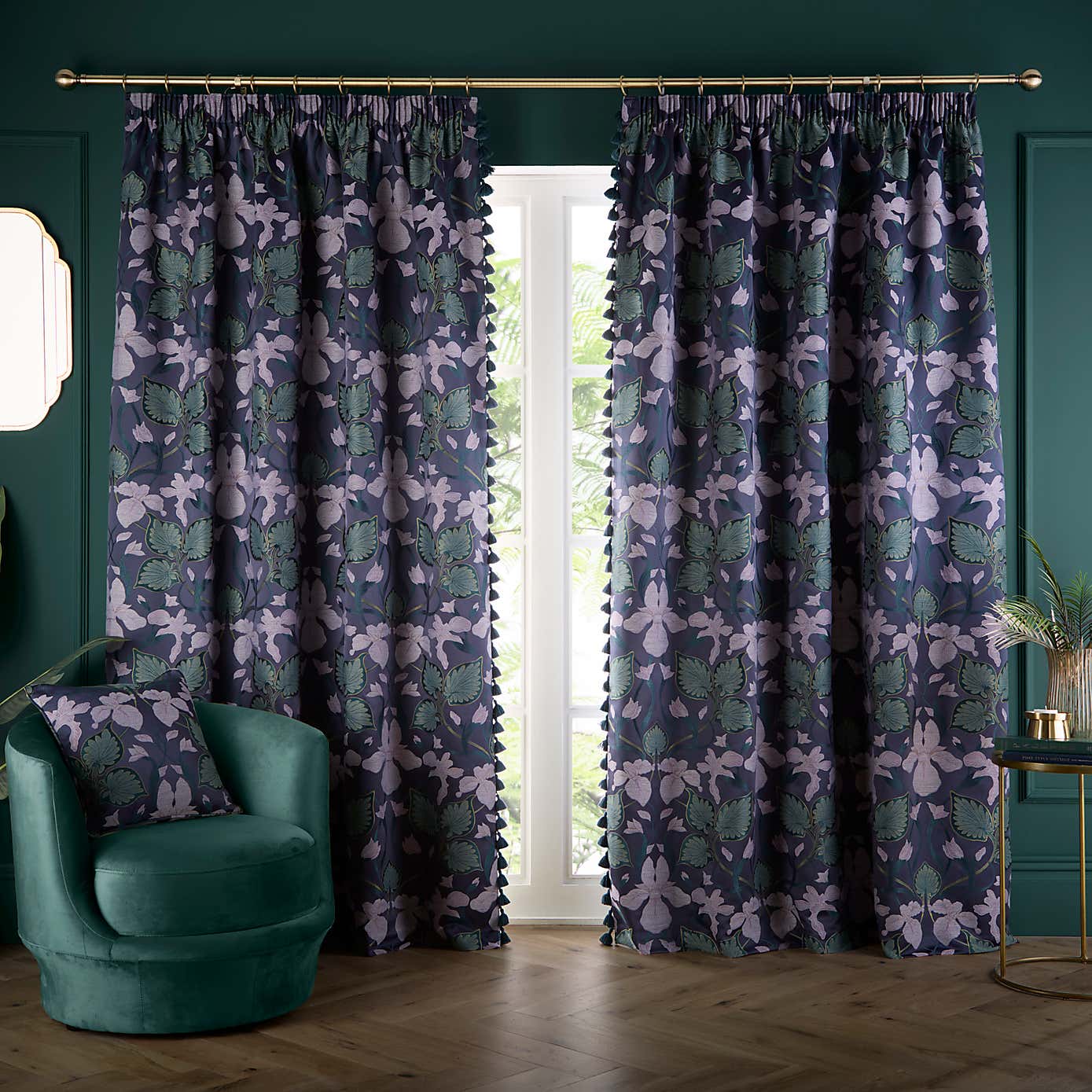 Nouveau Iris Pencil Pleat Curtains