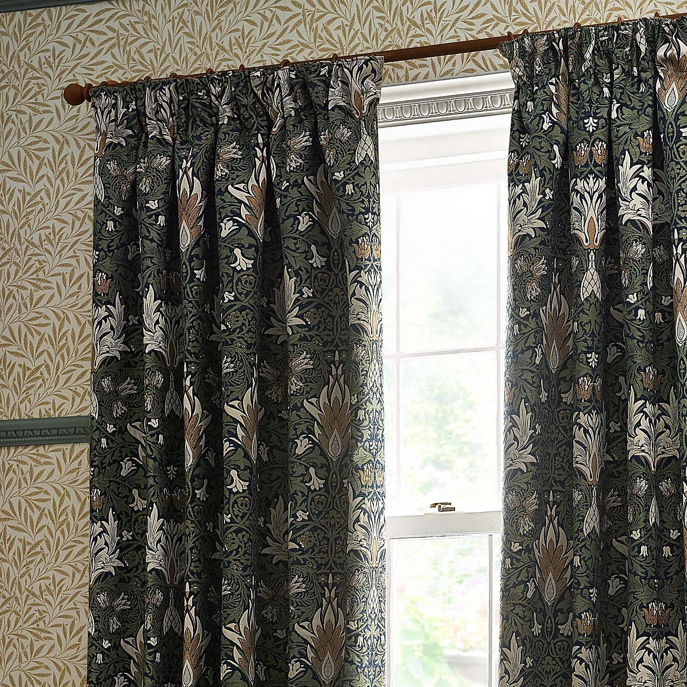 Morris & Co. Snakeshead Jacquard Pencil Pleat Curtains