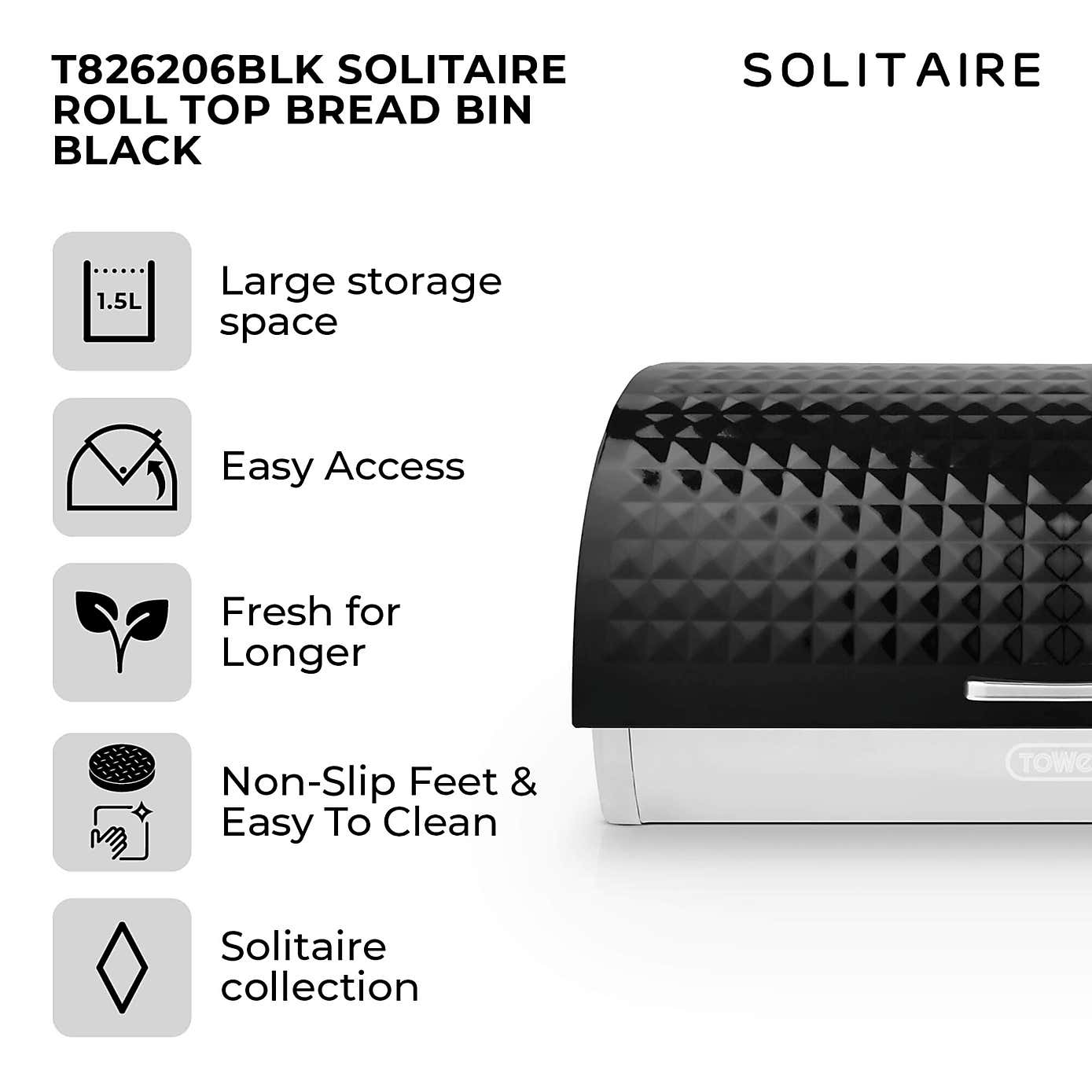 TOWER Solitaire Bread Bin