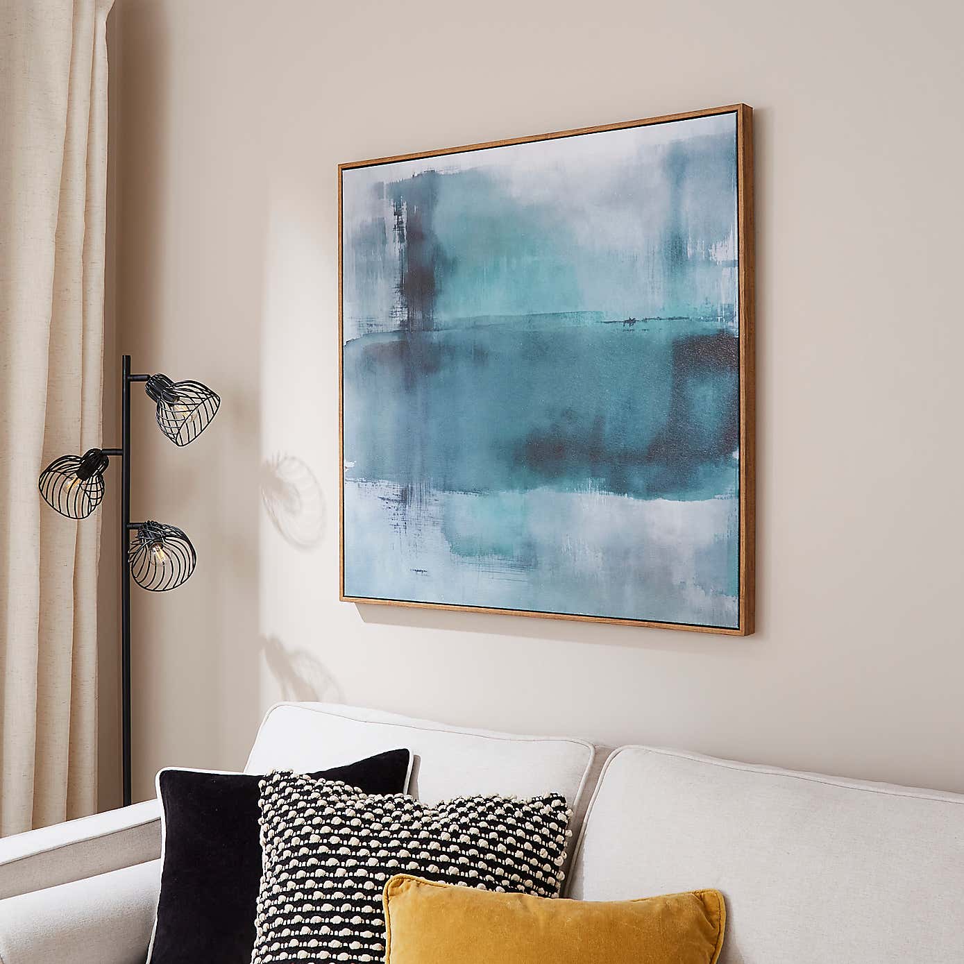 Teal Green Sand Textured Framed Canvas