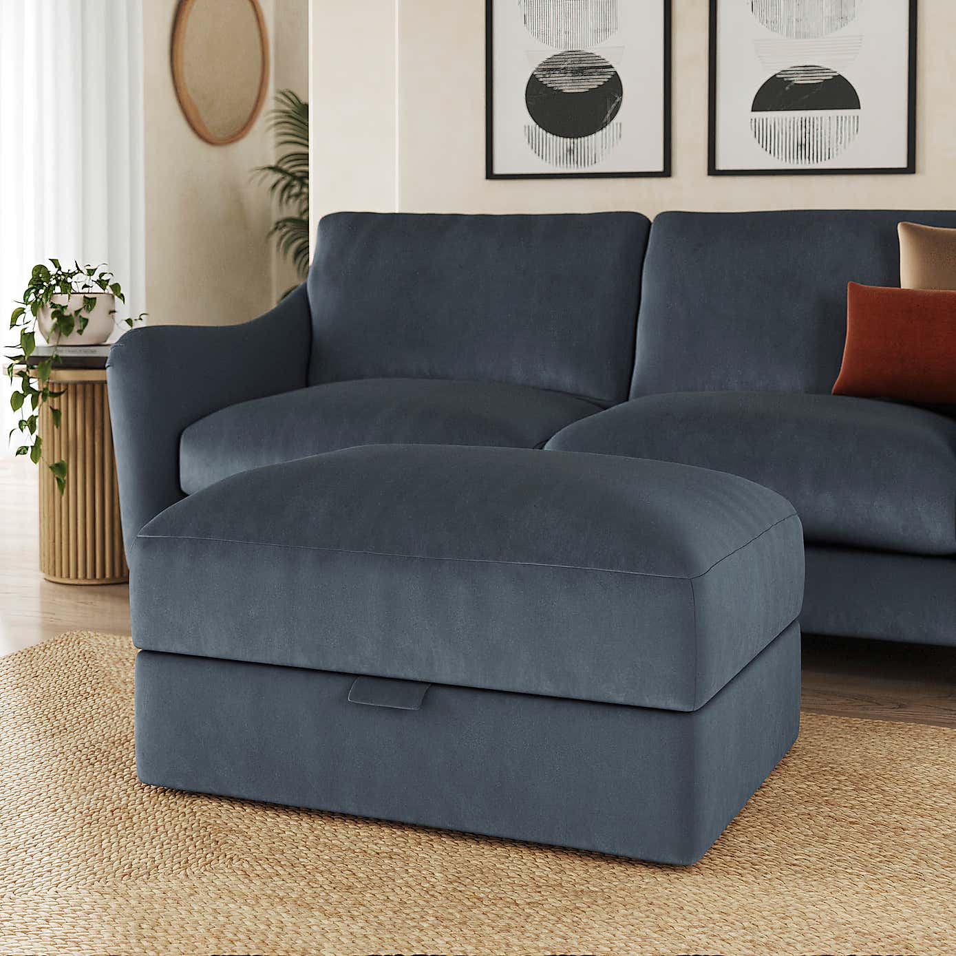 Hattie Matte Plush Velvet Storage Footstool