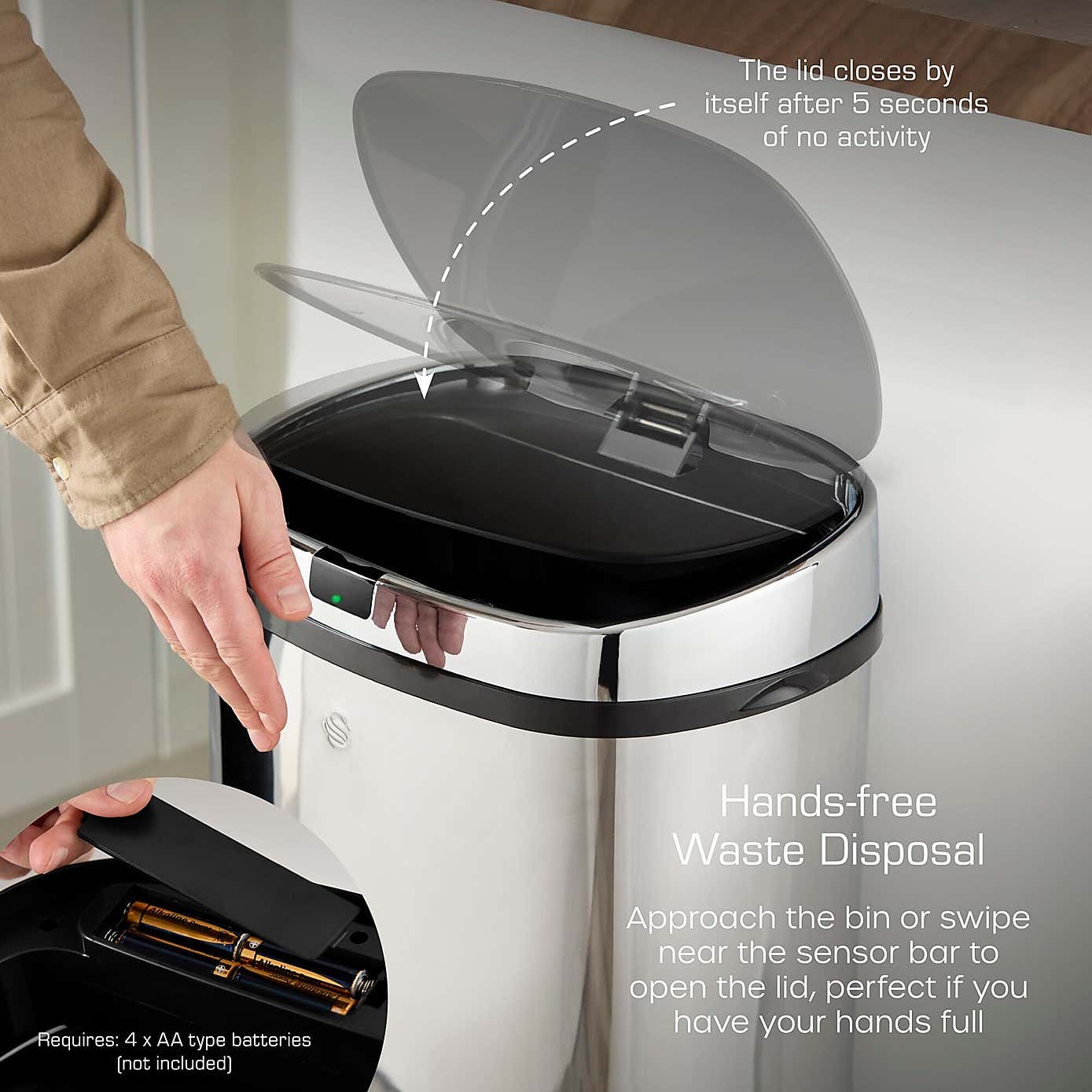 Swan 42L Square Sensor Bin
