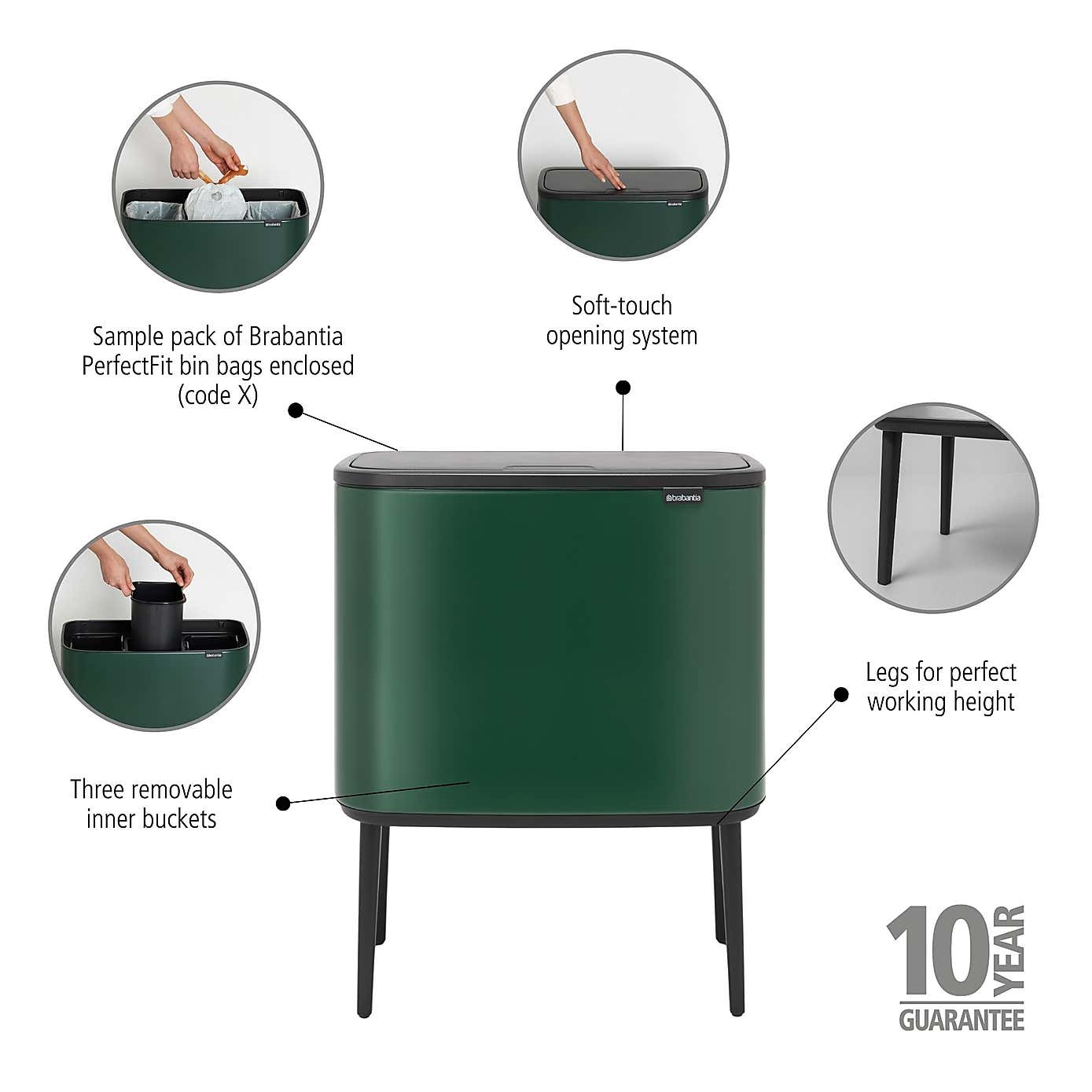 Brabantia Bo 3 x 11L Touch Bin Hi