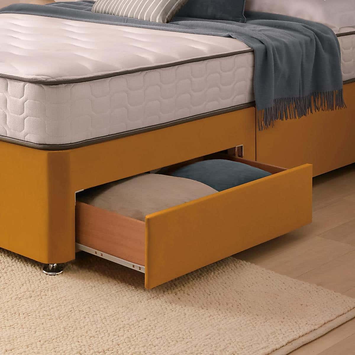 Silentnight 2 Drawer Divan Bed With Velvet Wave Headboard