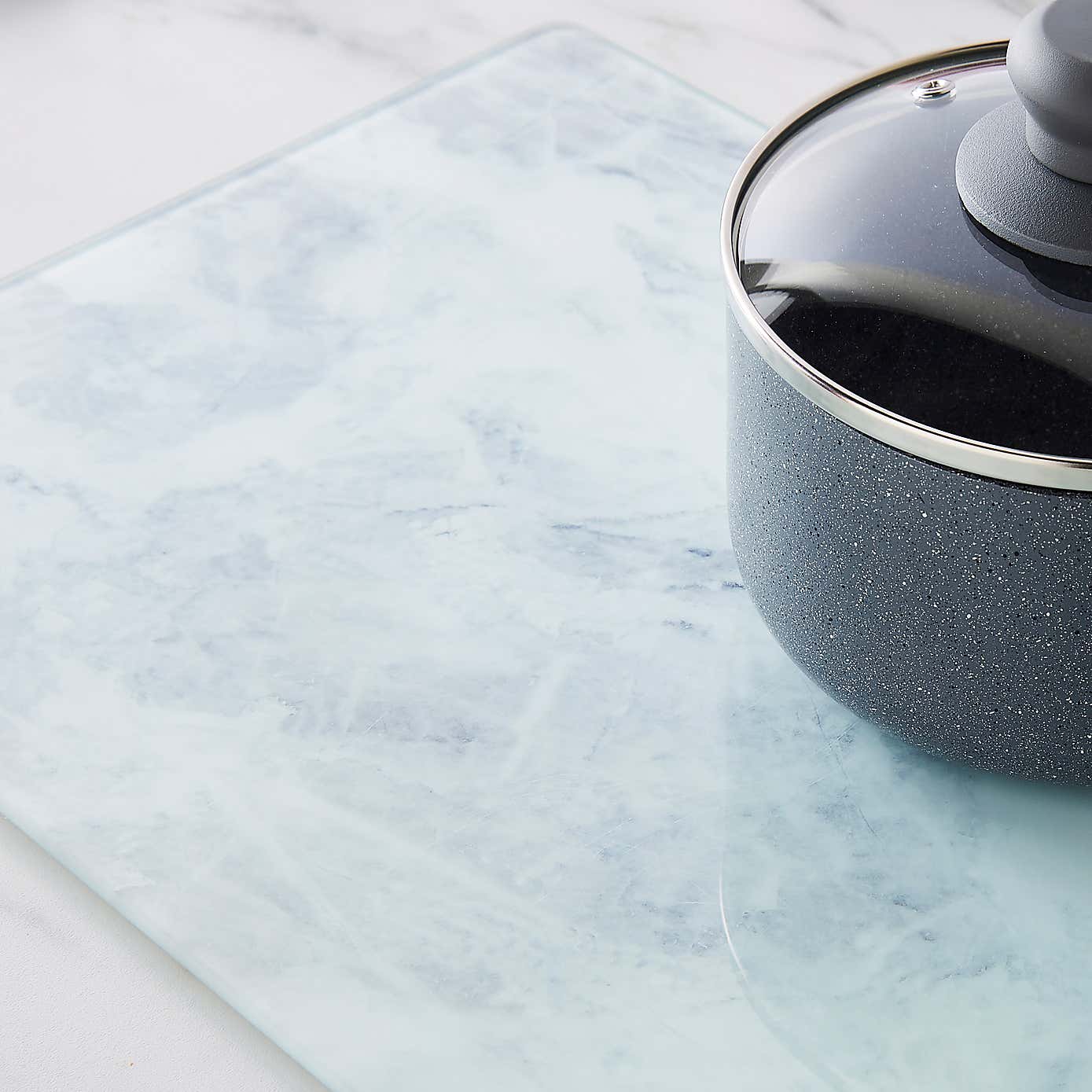 White Marble Glass Worktop Saver