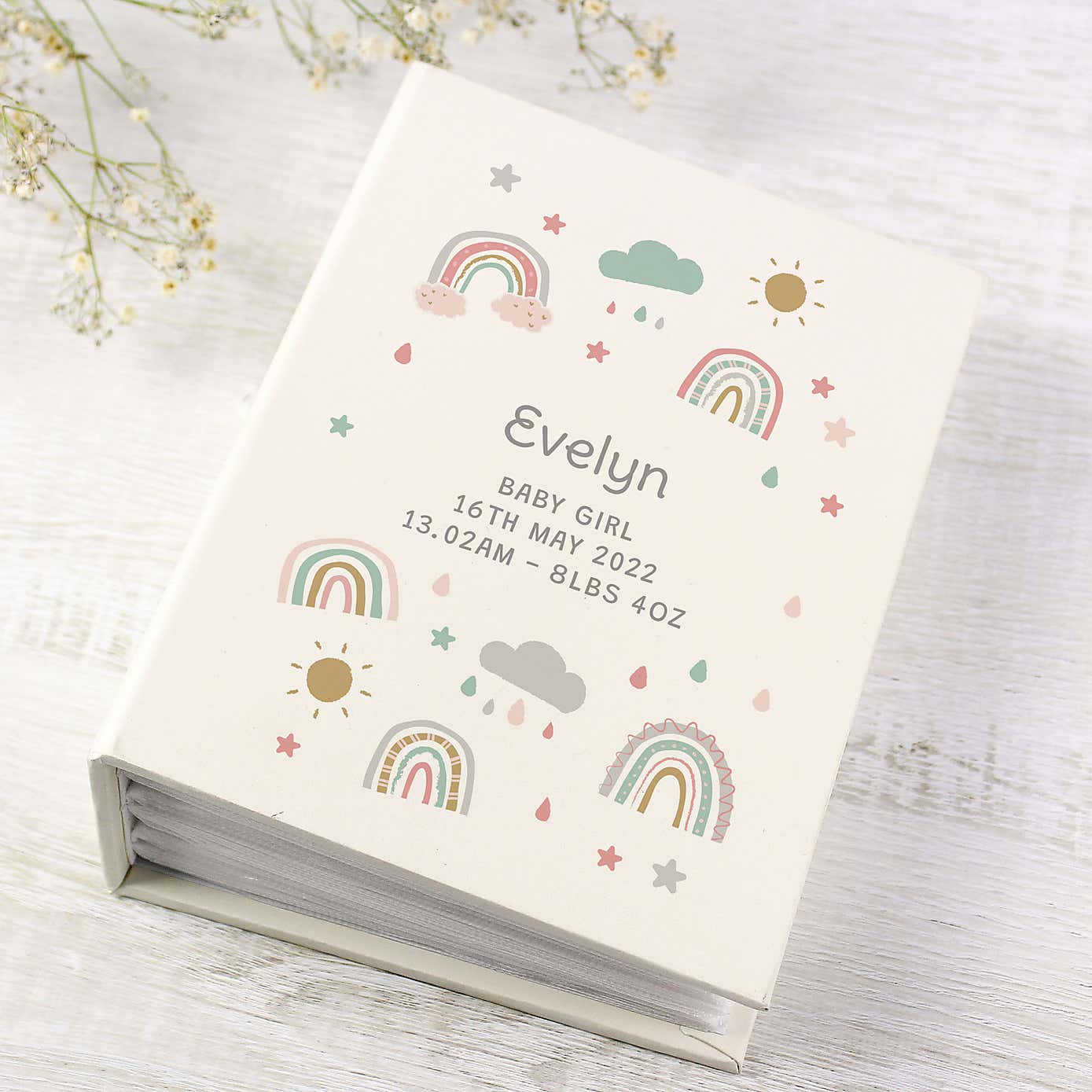 Personalised Rainbow Photo Album with Sleeves