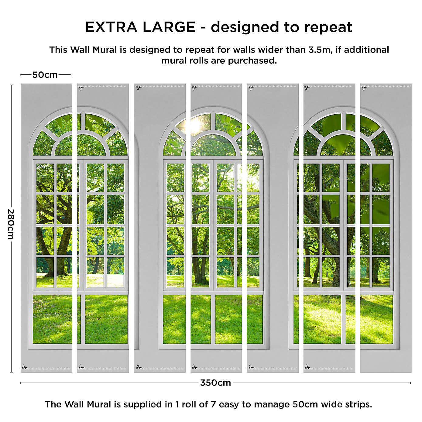 Arch Windows White Mural