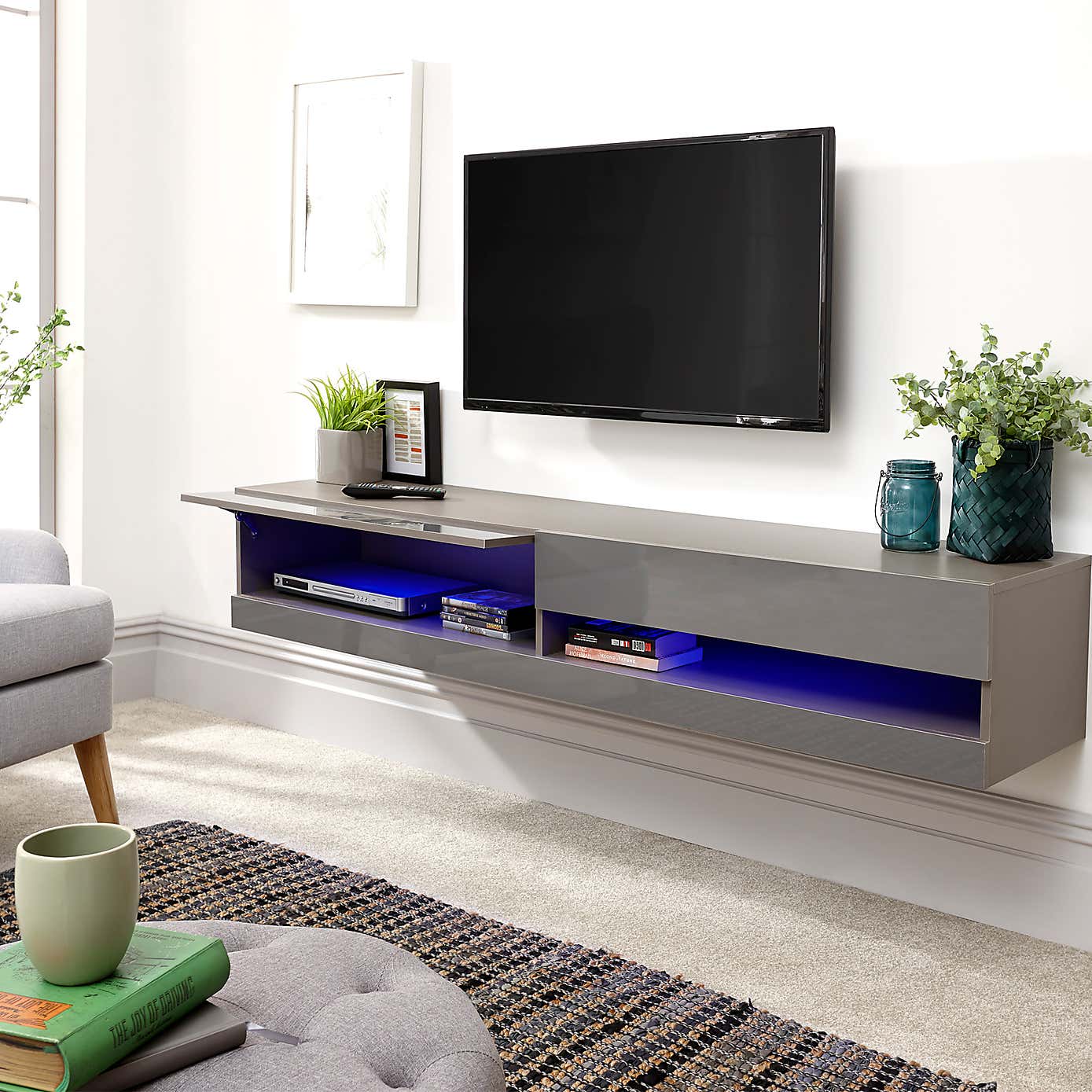 Galicia LED Wide Floating Wall TV Unit for TVs up to 67"