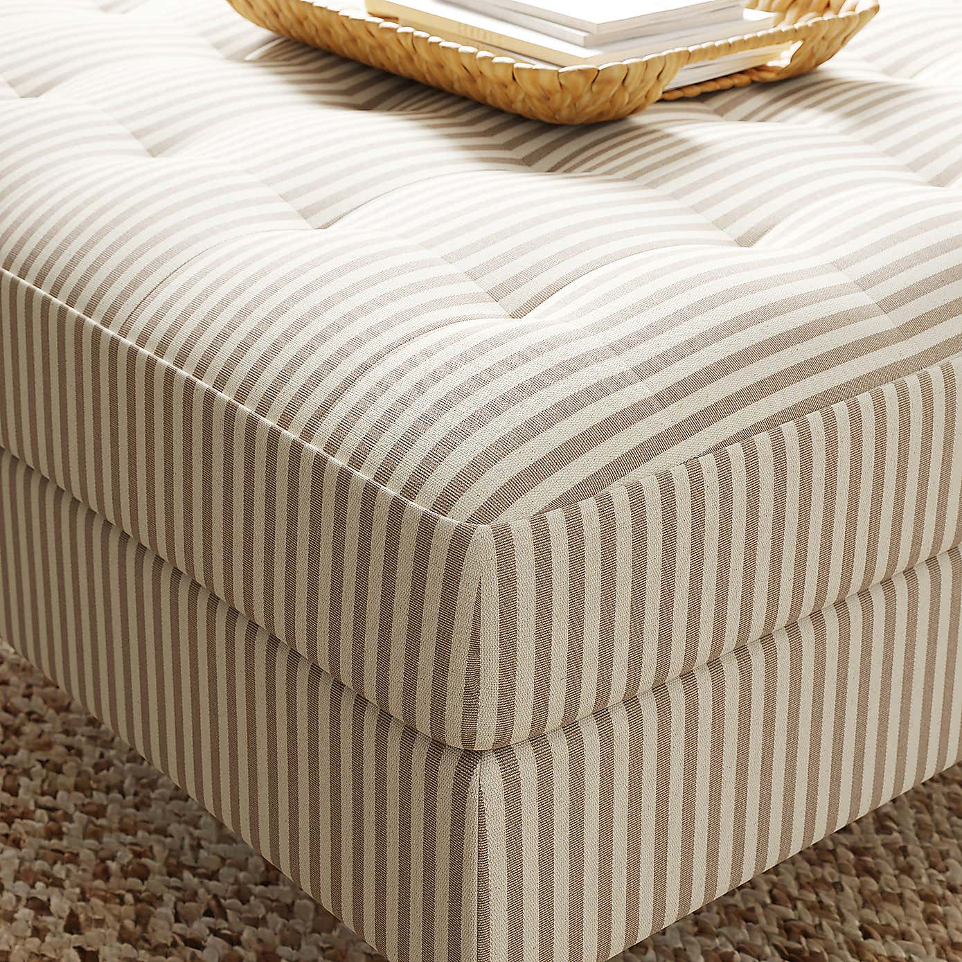 Zoe Square Storage Footstool, Pinstripe